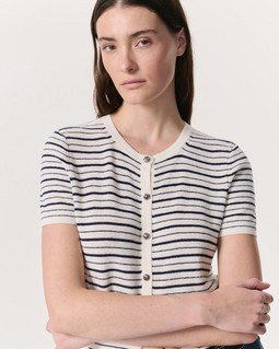 Dina Striped Cotton-Blend Cardigan - Ivory Multi | rag & bone Dina Striped Cotton-Blend Cardigan - Ivory Multi | rag & bone