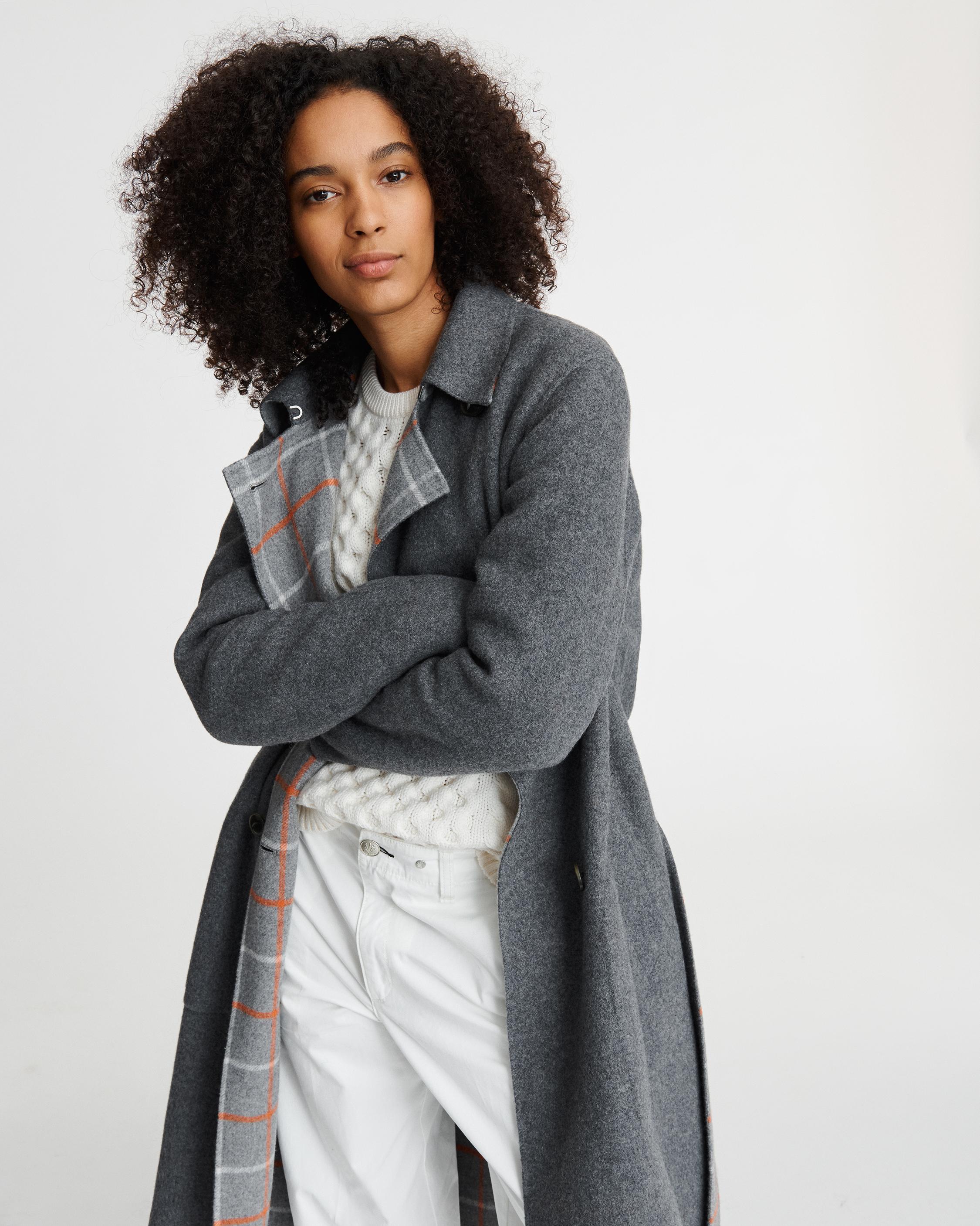 Rach Reversible Plaid Car Coat in Grey rag bone