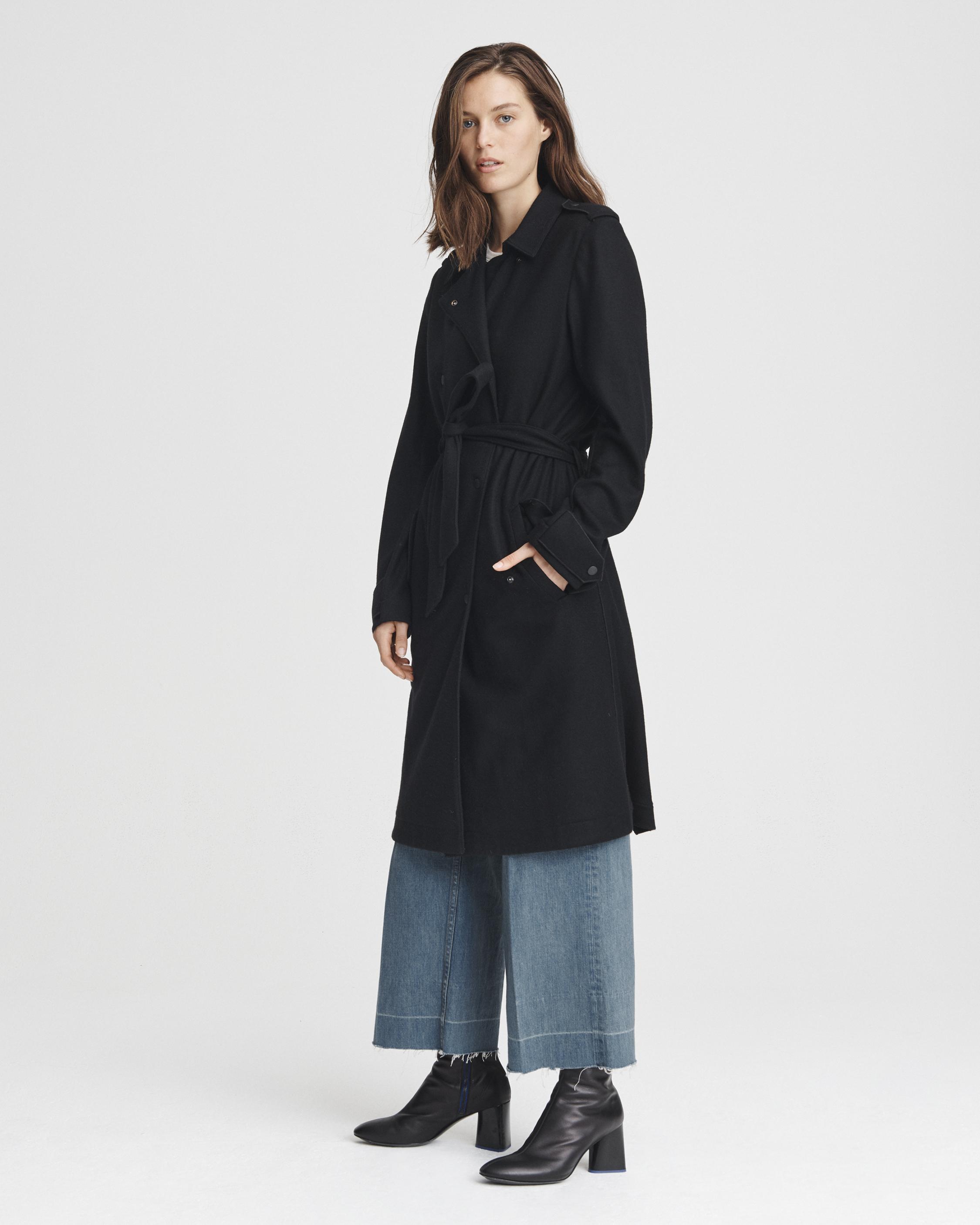 Eunice Wool Trench Coat in Black