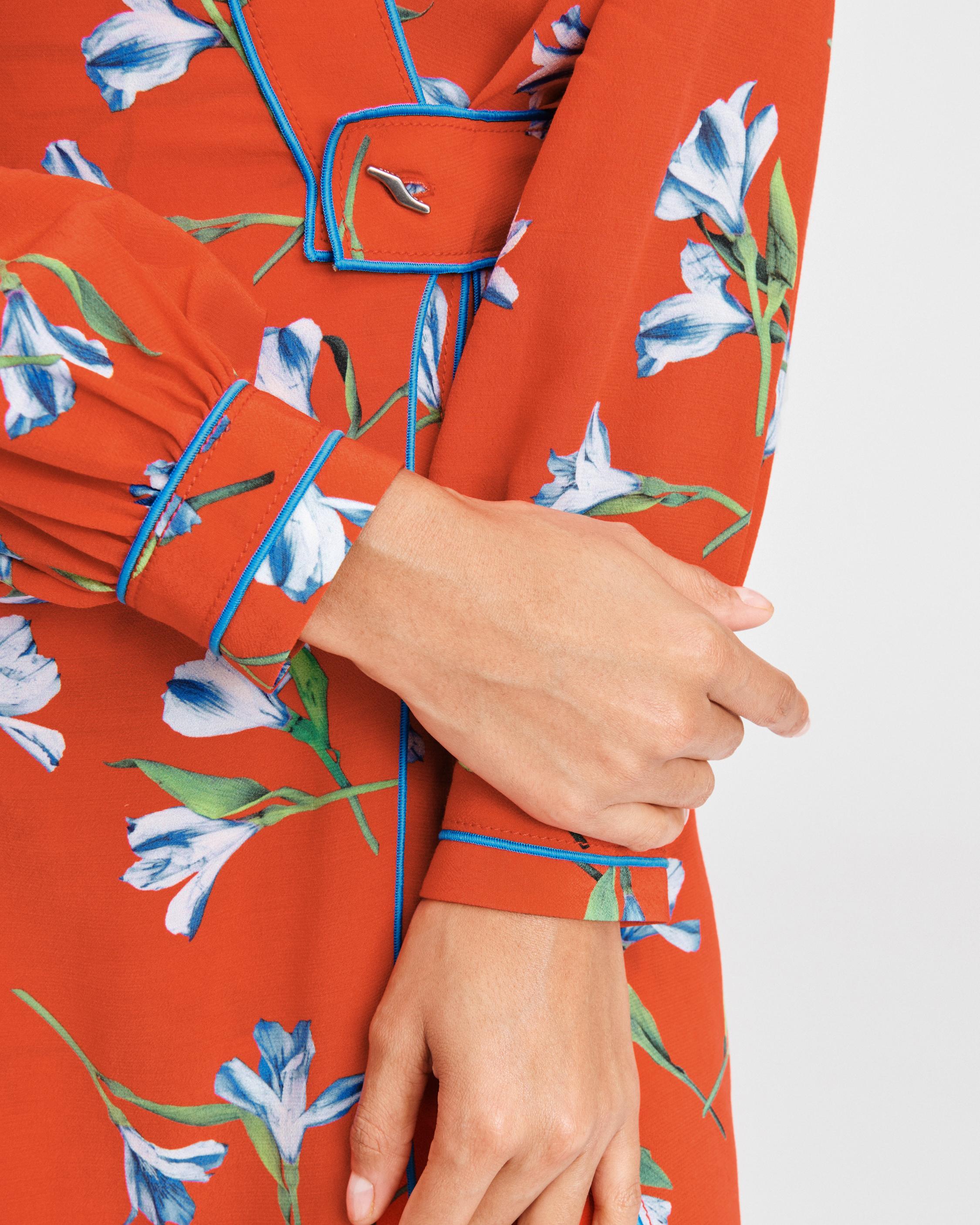 Hugo Long Sleeve Dress in Red Floral rag & bone