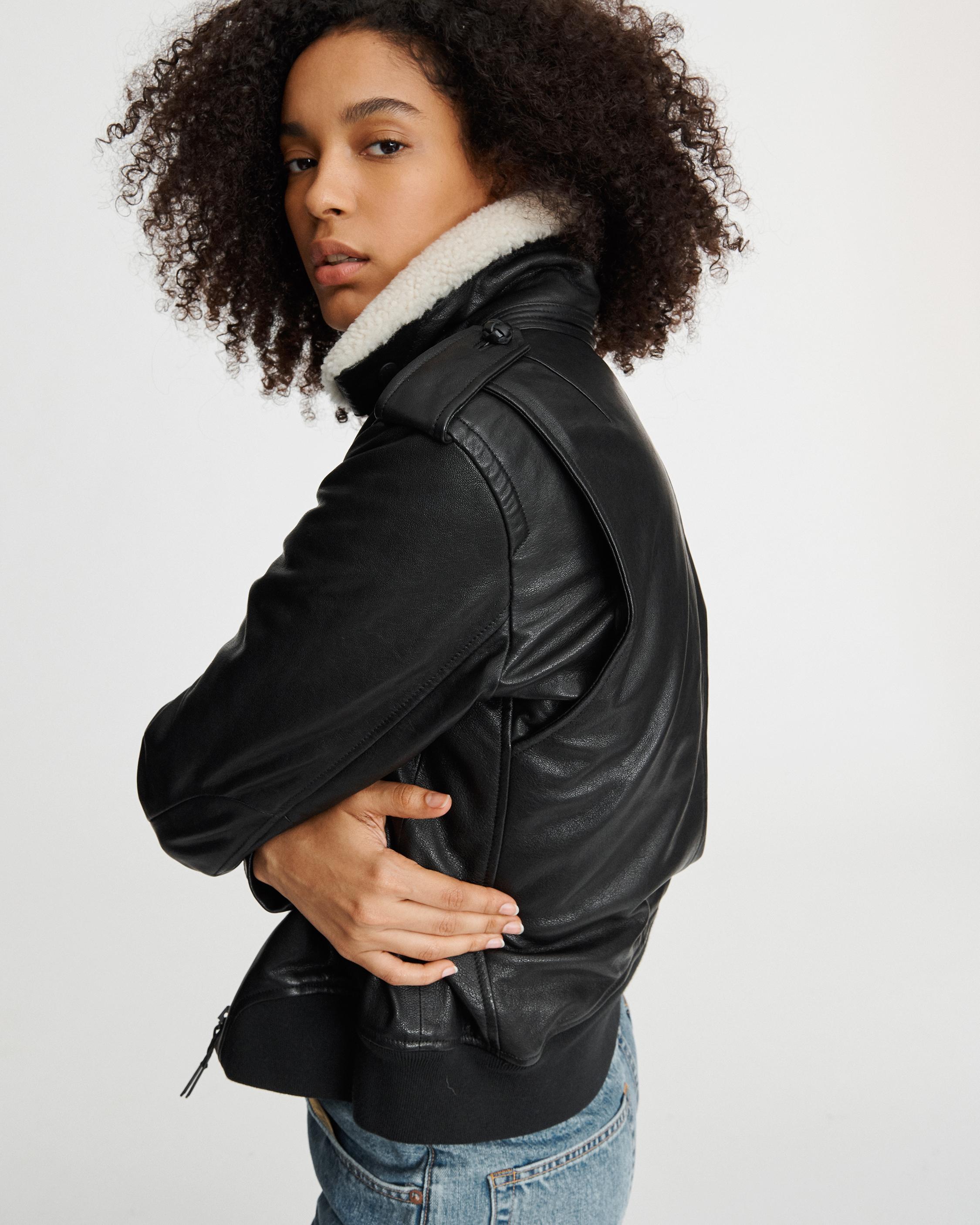 Maivy Leather Bomber Jacket with Shearling Collar | rag & bone