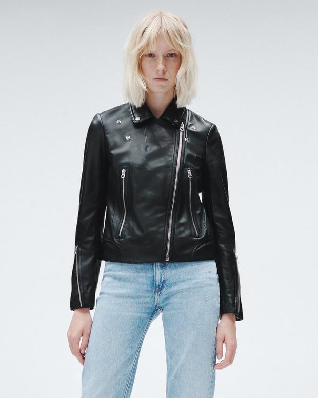 Black SELECTED Lamb Leather Jacket in Black/Black Womens Clothing Jackets Leather jackets 