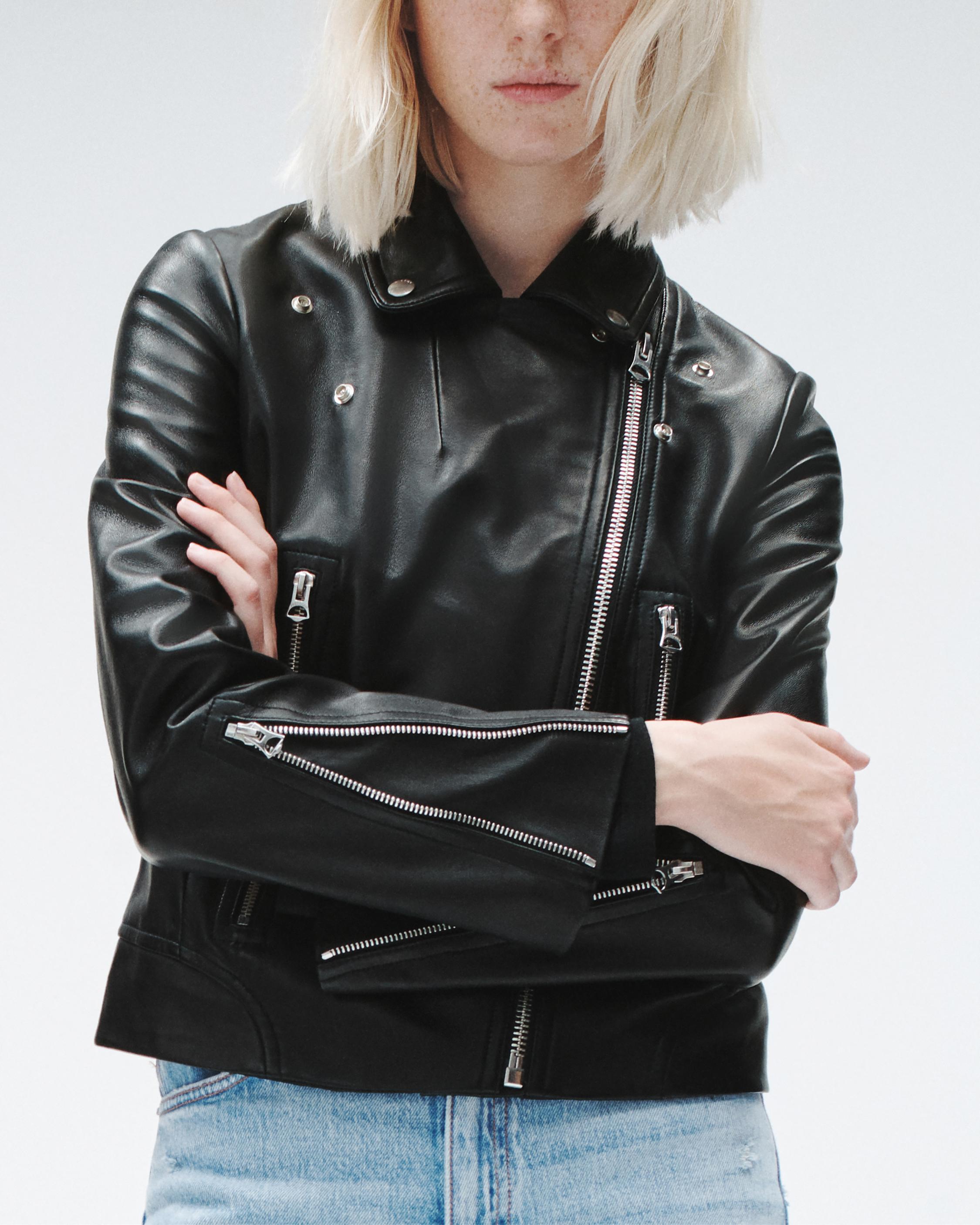Leather jacket Off-White Black size XS International in Leather