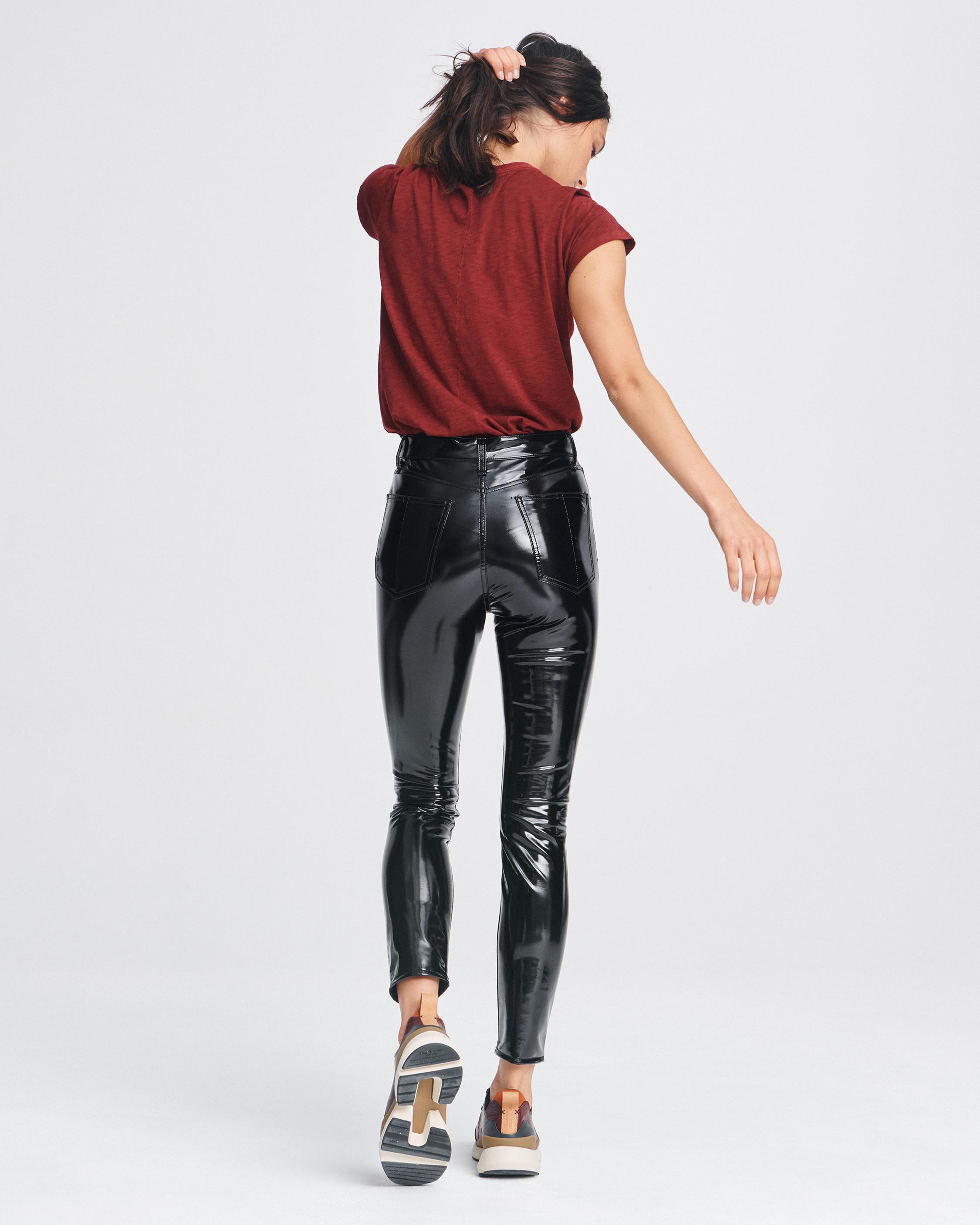 Renni Low Rise Vinyl Pants Black