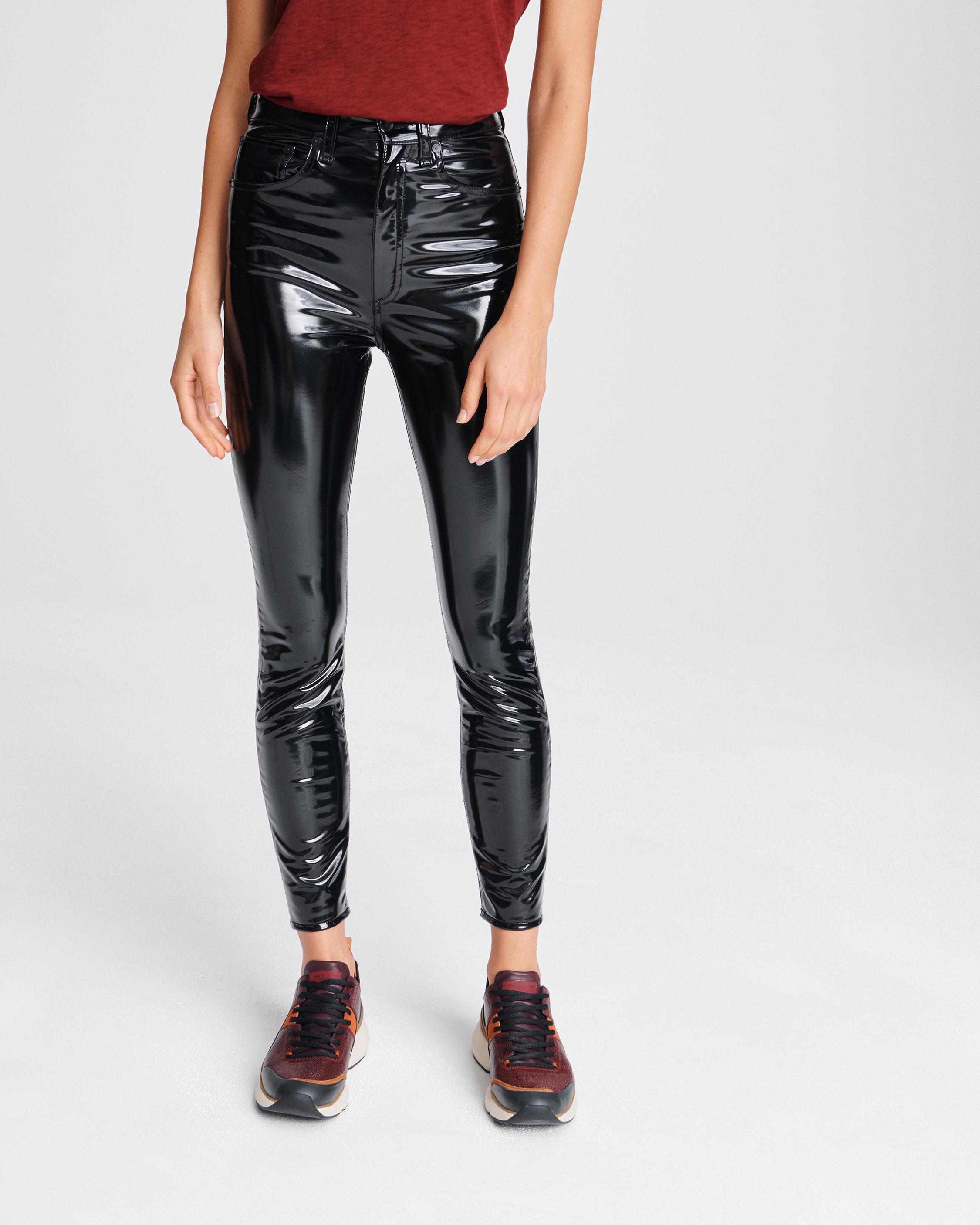 Women's Solid Faux Pu Leather Pants High Waist Skinny Pencil - Temu