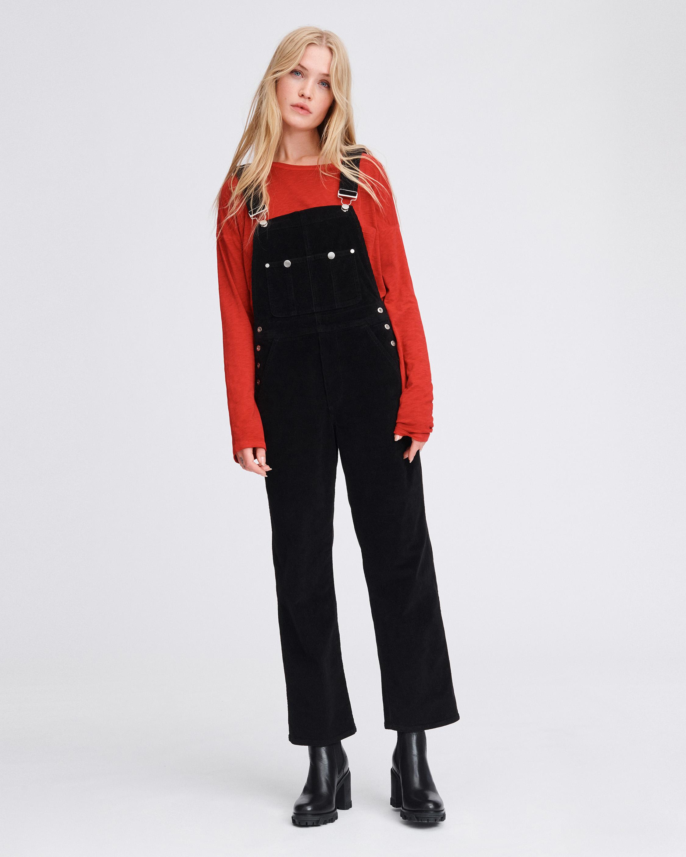 Ruth Straight Velvet Black Overalls | rag & bone