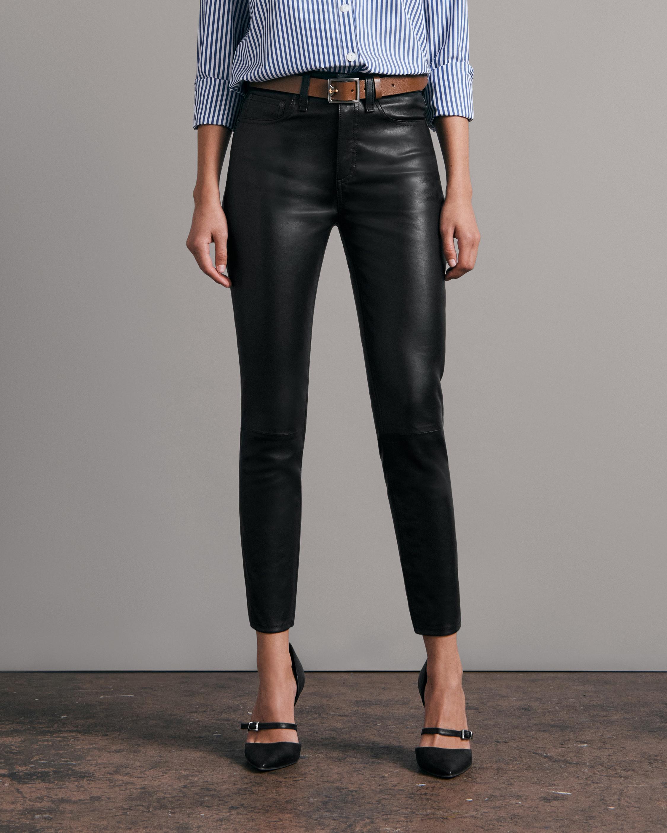 high waisted leather pants  Wide leg cropped pants, High waisted pants,  Belted pants