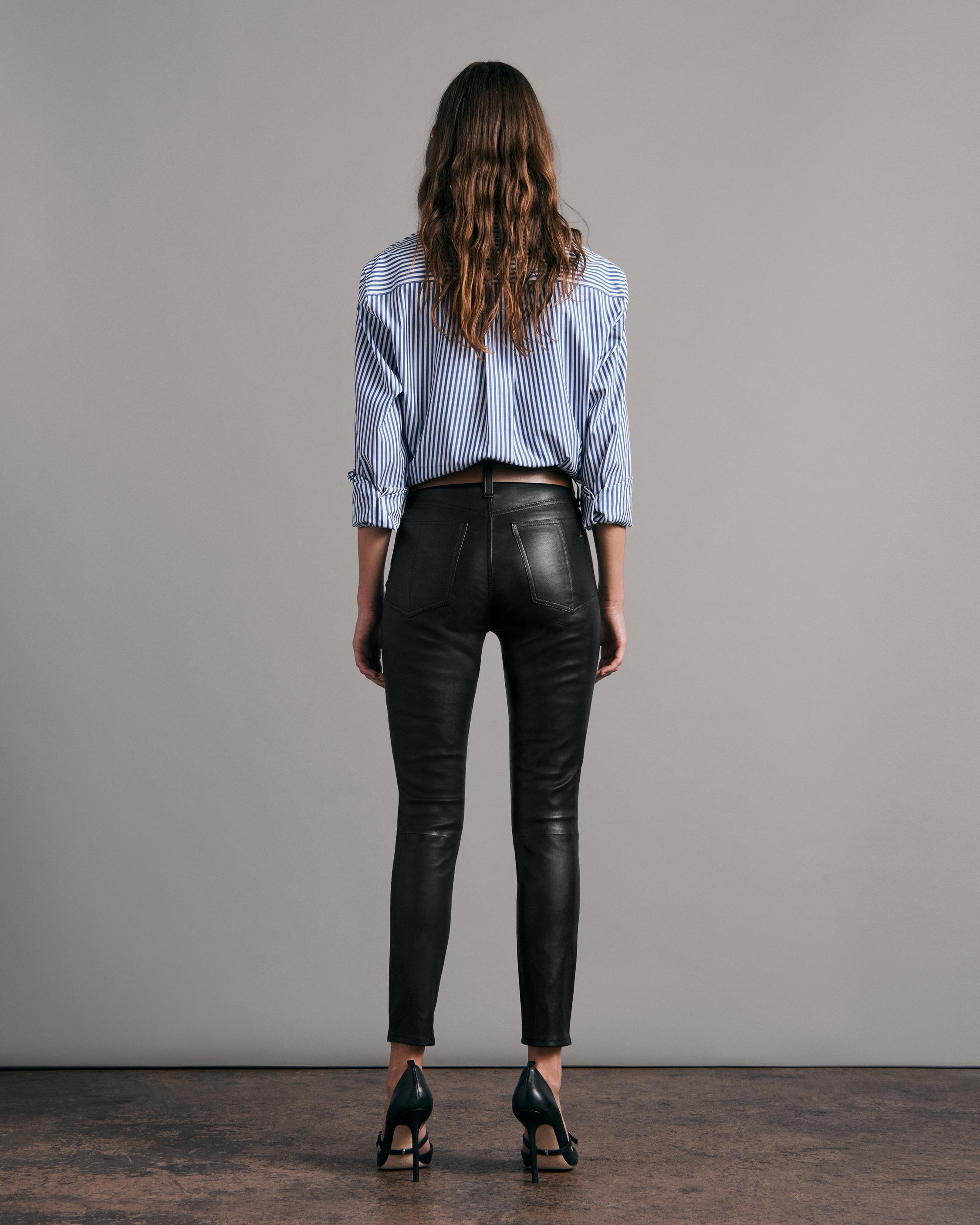 Semi Shiny Leather Bootcut Pants