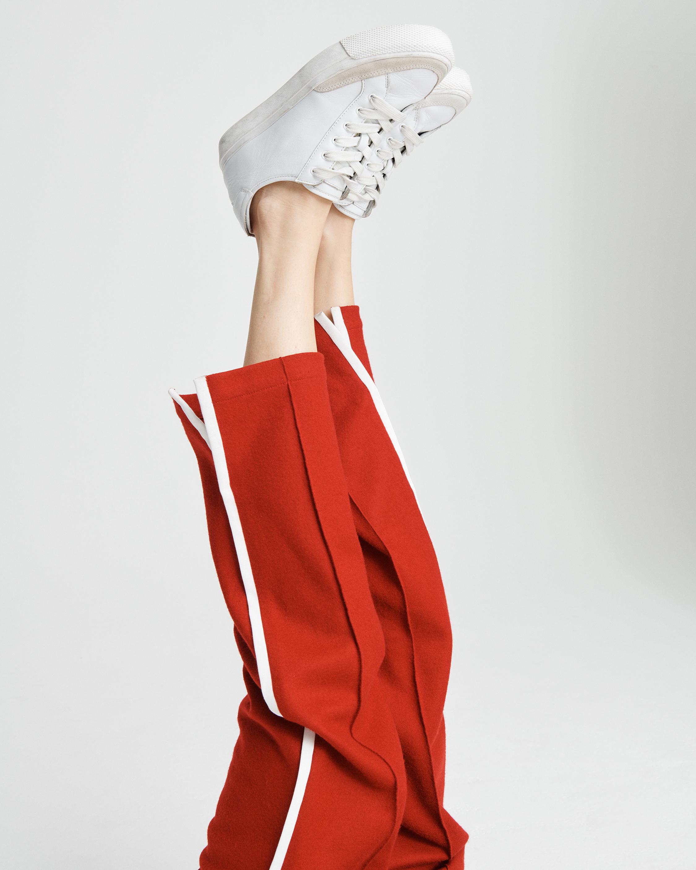 Buy Red & White Trousers & Pants for Girls by INDIWEAVES Online