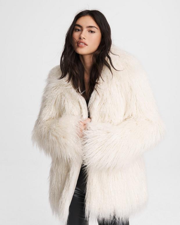 Adelyn Mongolian Faux Fur Reversible Coat - Ecru | rag & bone Adelyn Mongolian Faux Fur Reversible Coat - Ecru | rag & bone