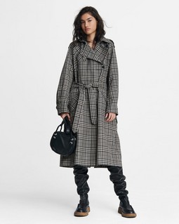 Harris Plaid Cotton Blend Trench image number 1
