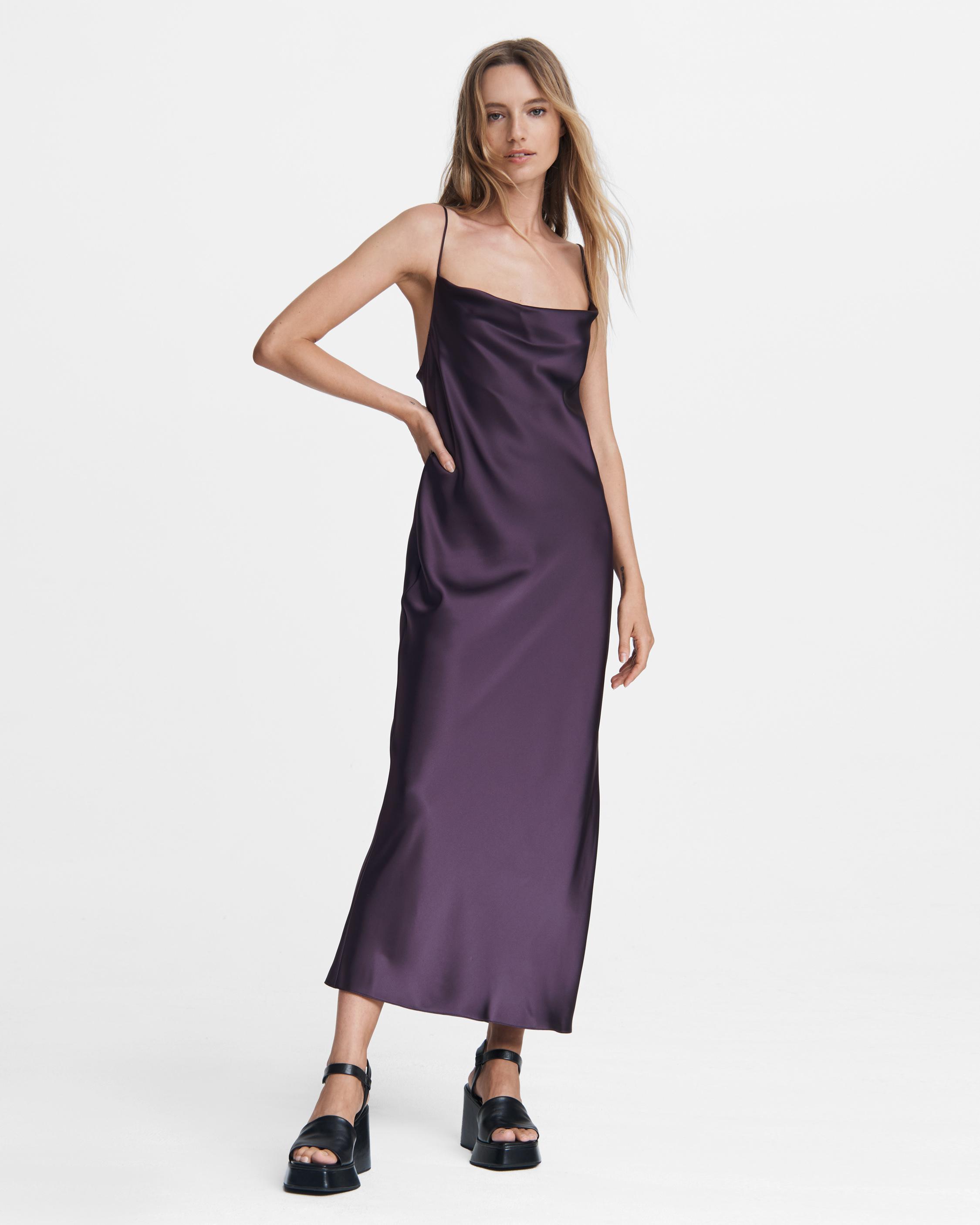 Pauline Slip Midi Dress Deep Plum rag bone