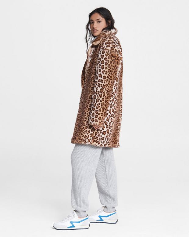 Emma Faux Fur Leopard Coat image number 3