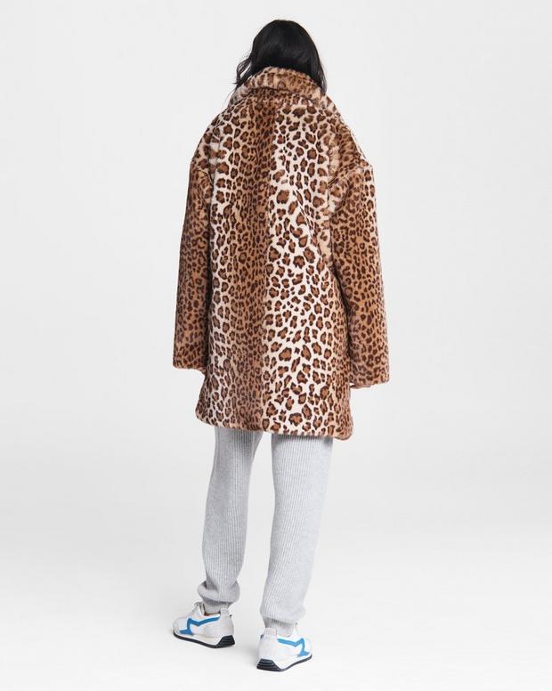 Emma Faux Fur Leopard Coat image number 4