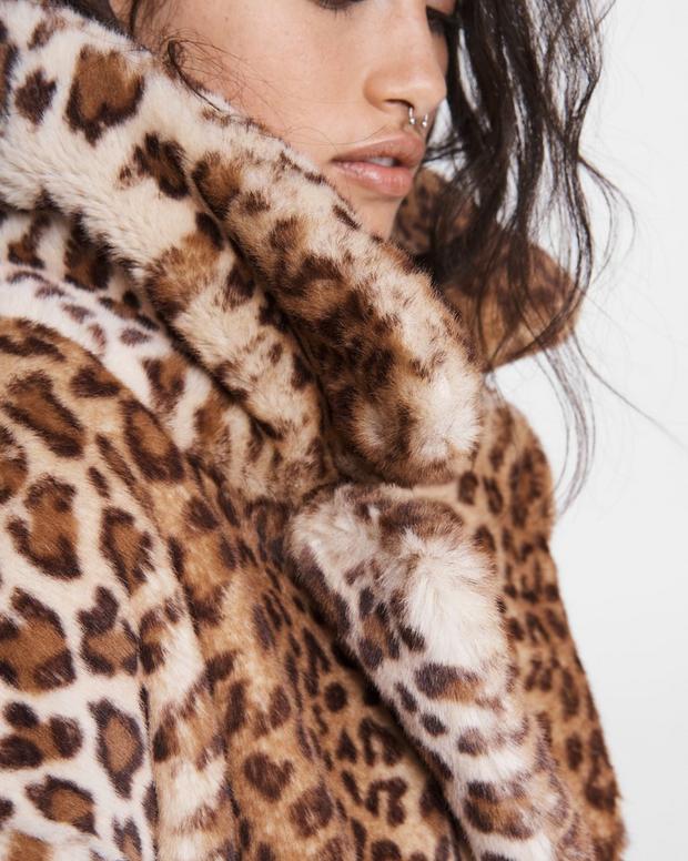 Emma Faux Fur Leopard Coat image number 5