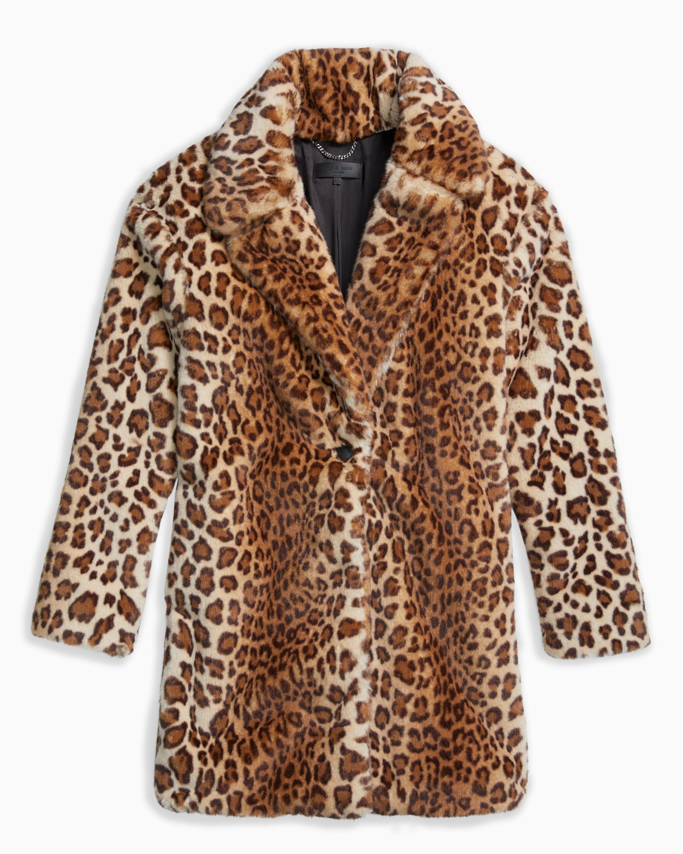 Emma Faux Fur Leopard Coat - Black Multi | rag & bone