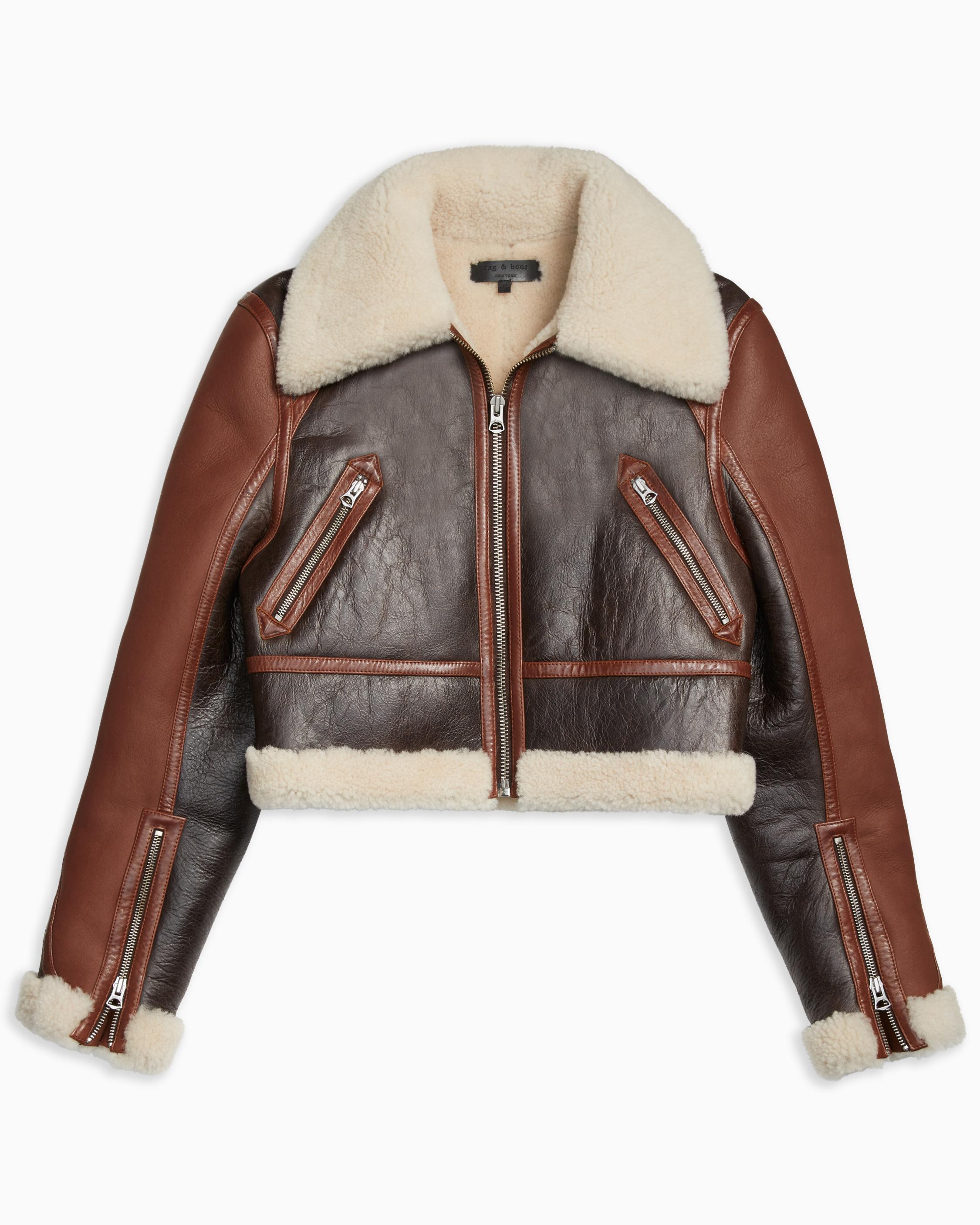 Cropped shearling jacket hotsell