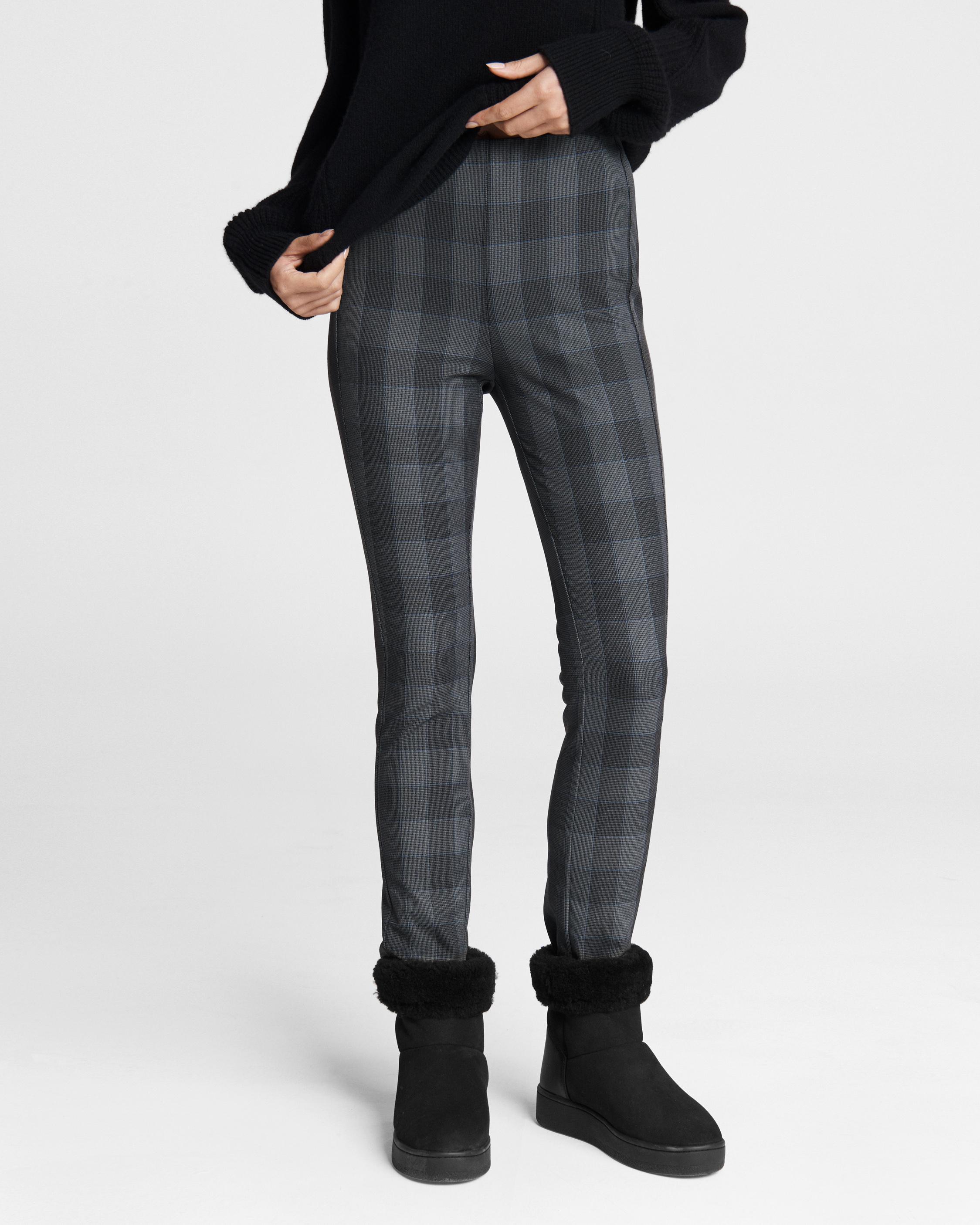 Simone Pant - Plaid Stretch - Charcl Multi