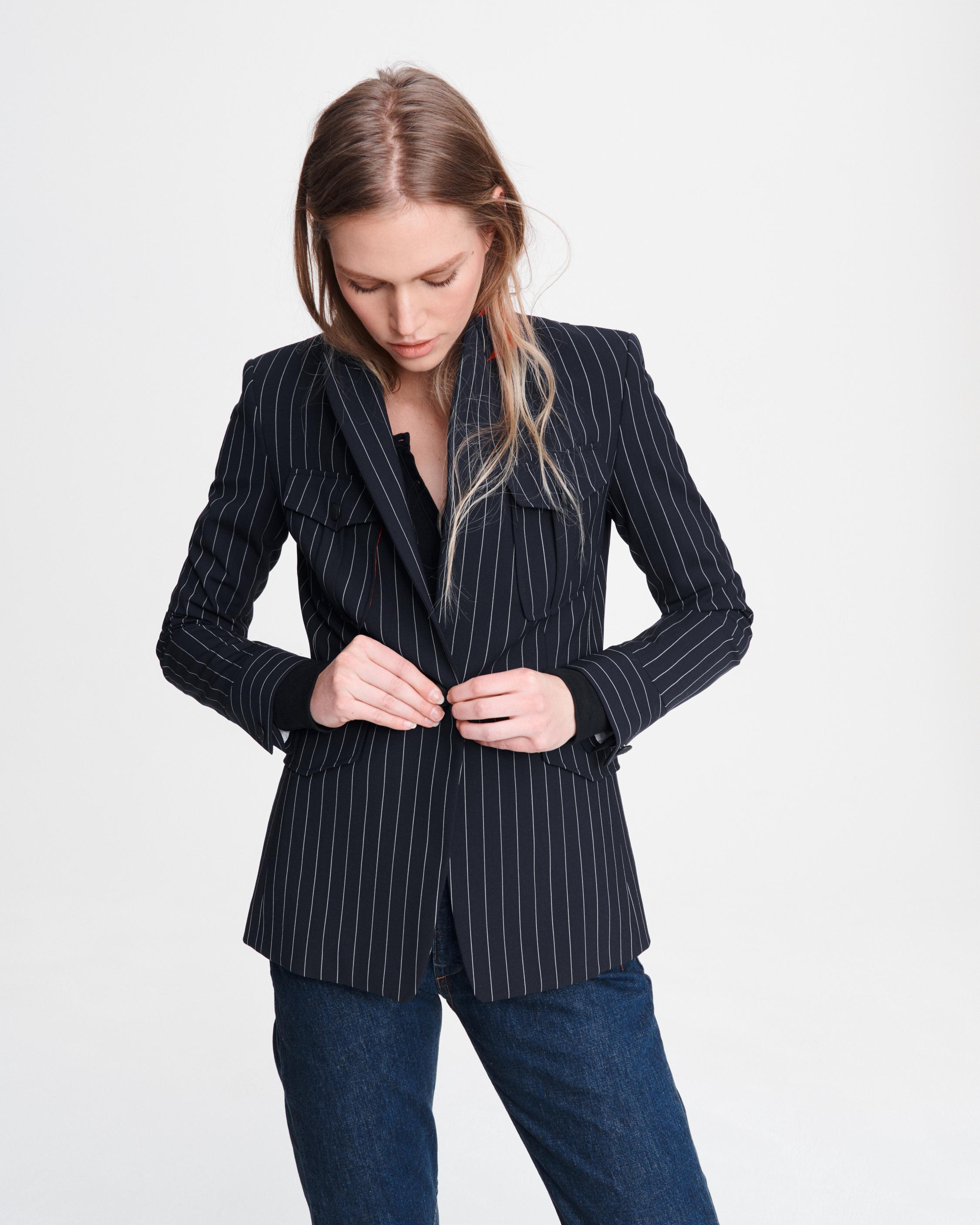 Navy wool blazer ladies best sale