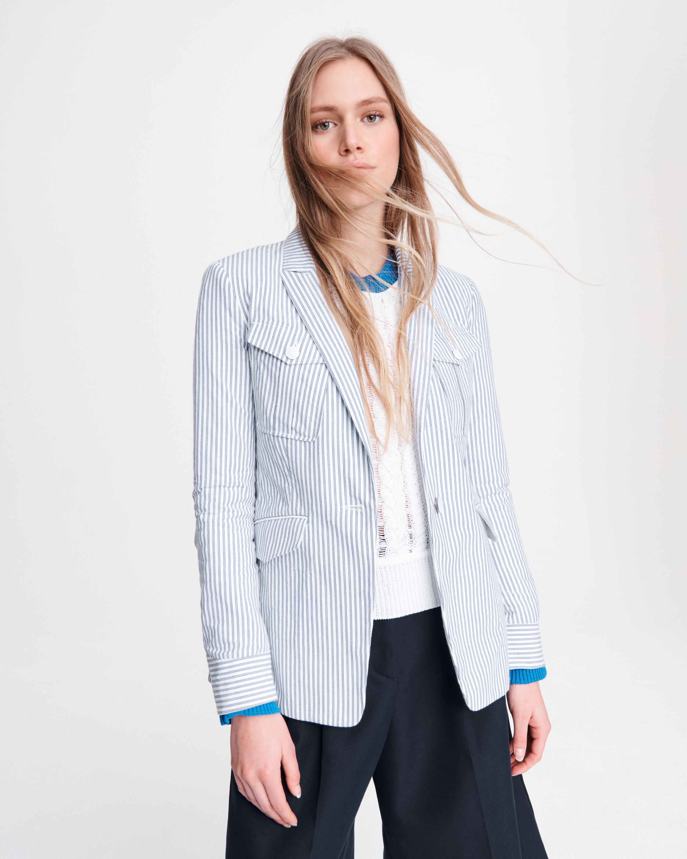 Blue white striped blazer best sale