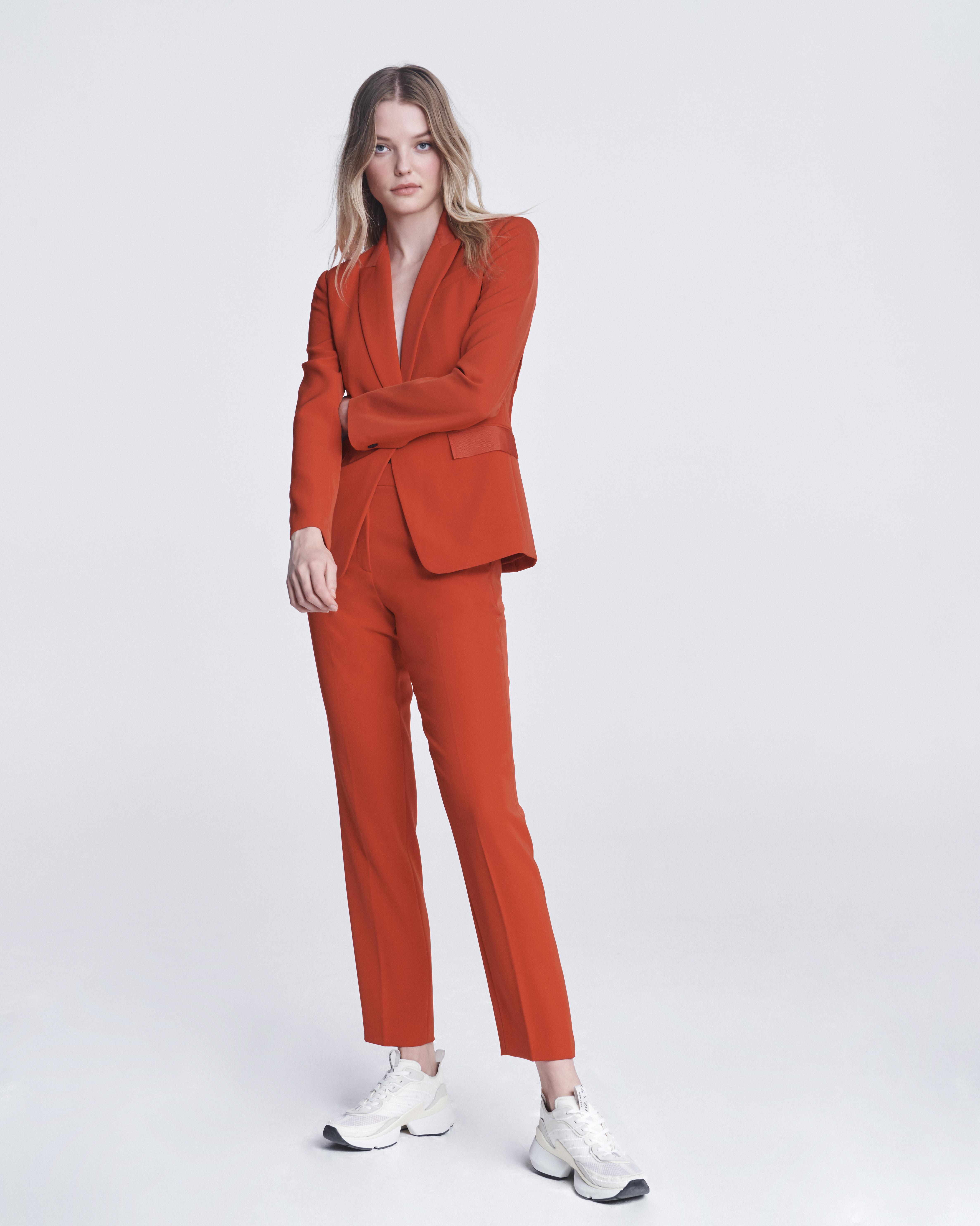Rylie Crepe Red Blazer for Women | rag &