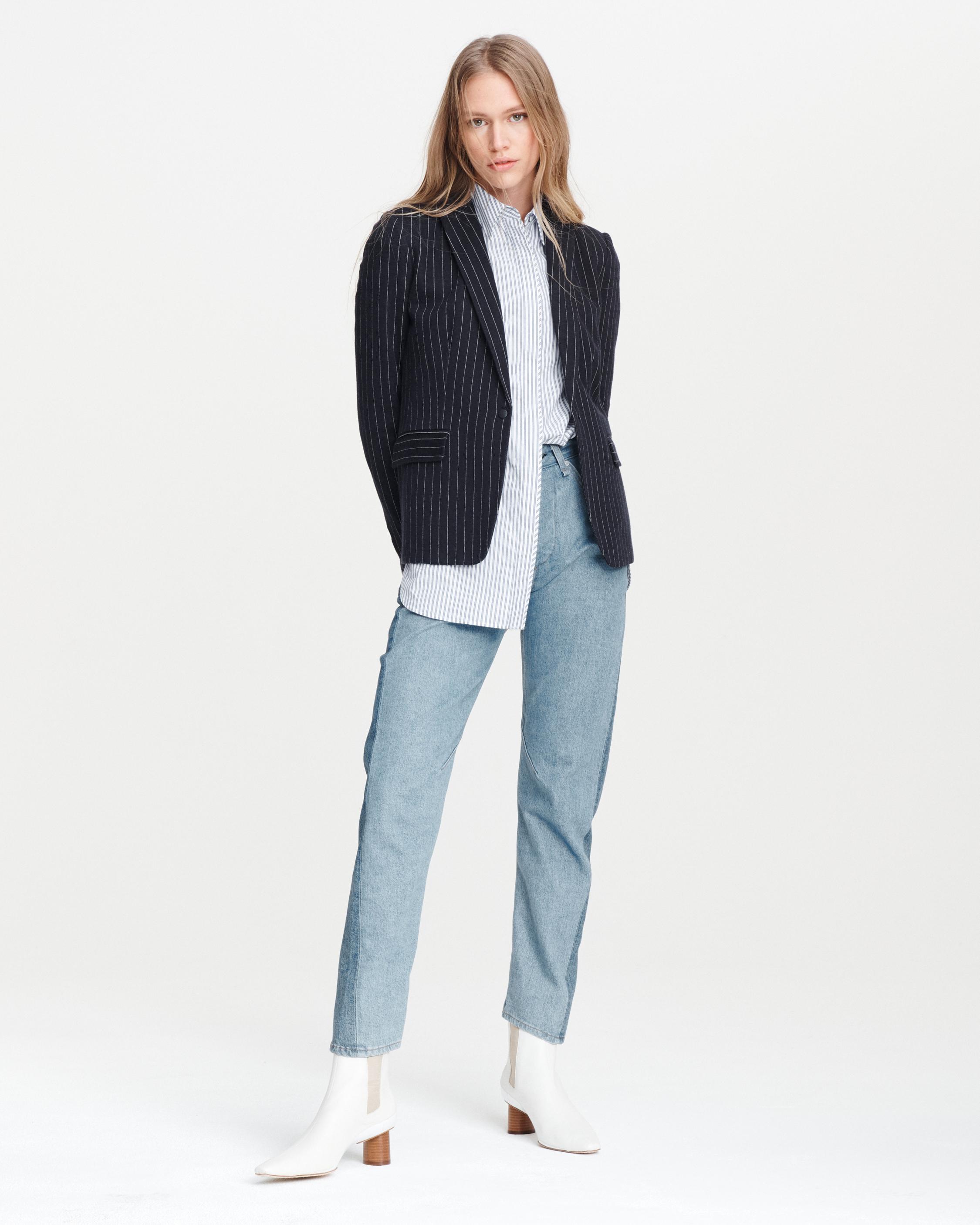 The Lexington Navy Pinstriped Blazer for Women rag bone