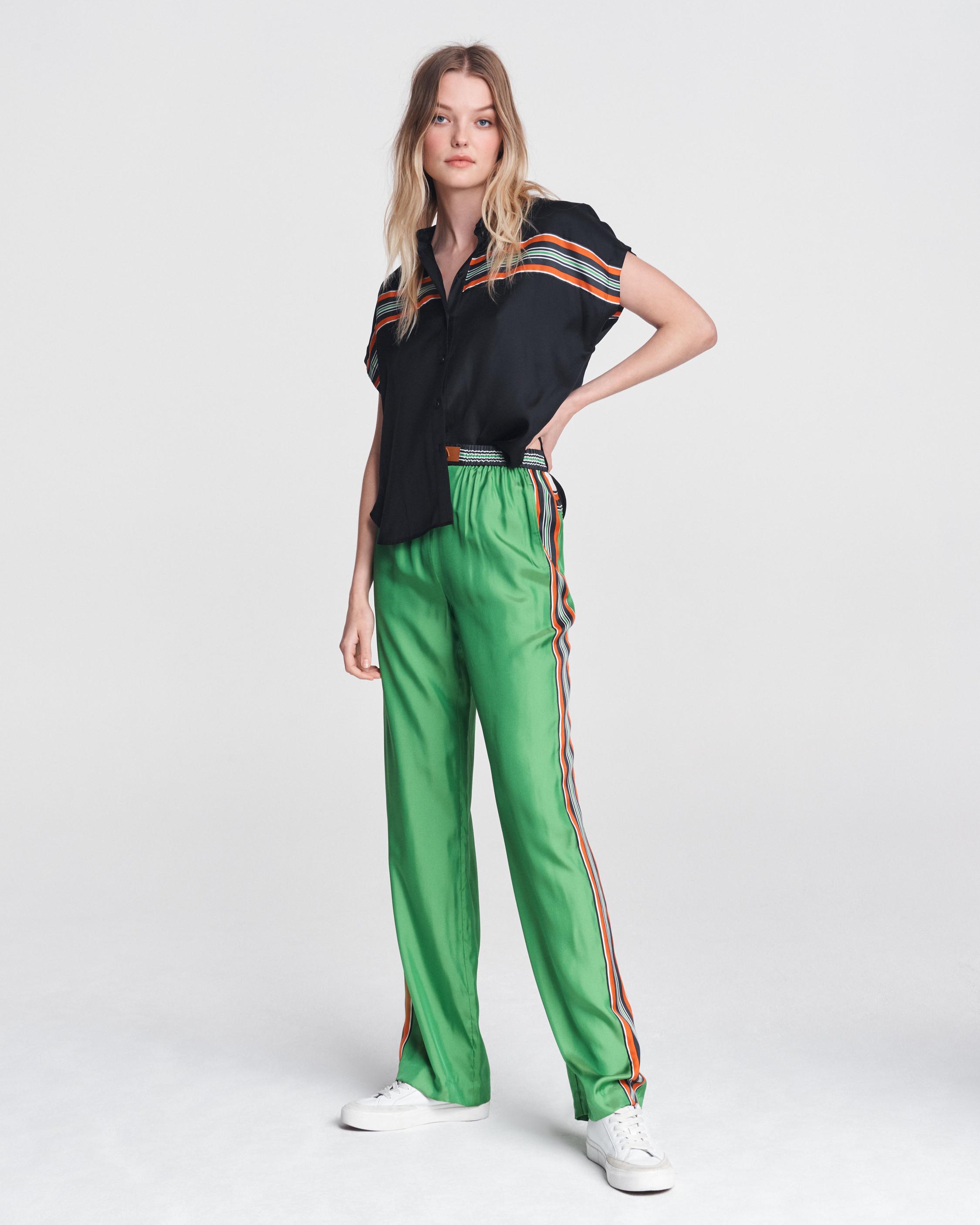 Buy SASSAFRAS Women Mint Green Solid Wide Leg Track Pants - Track