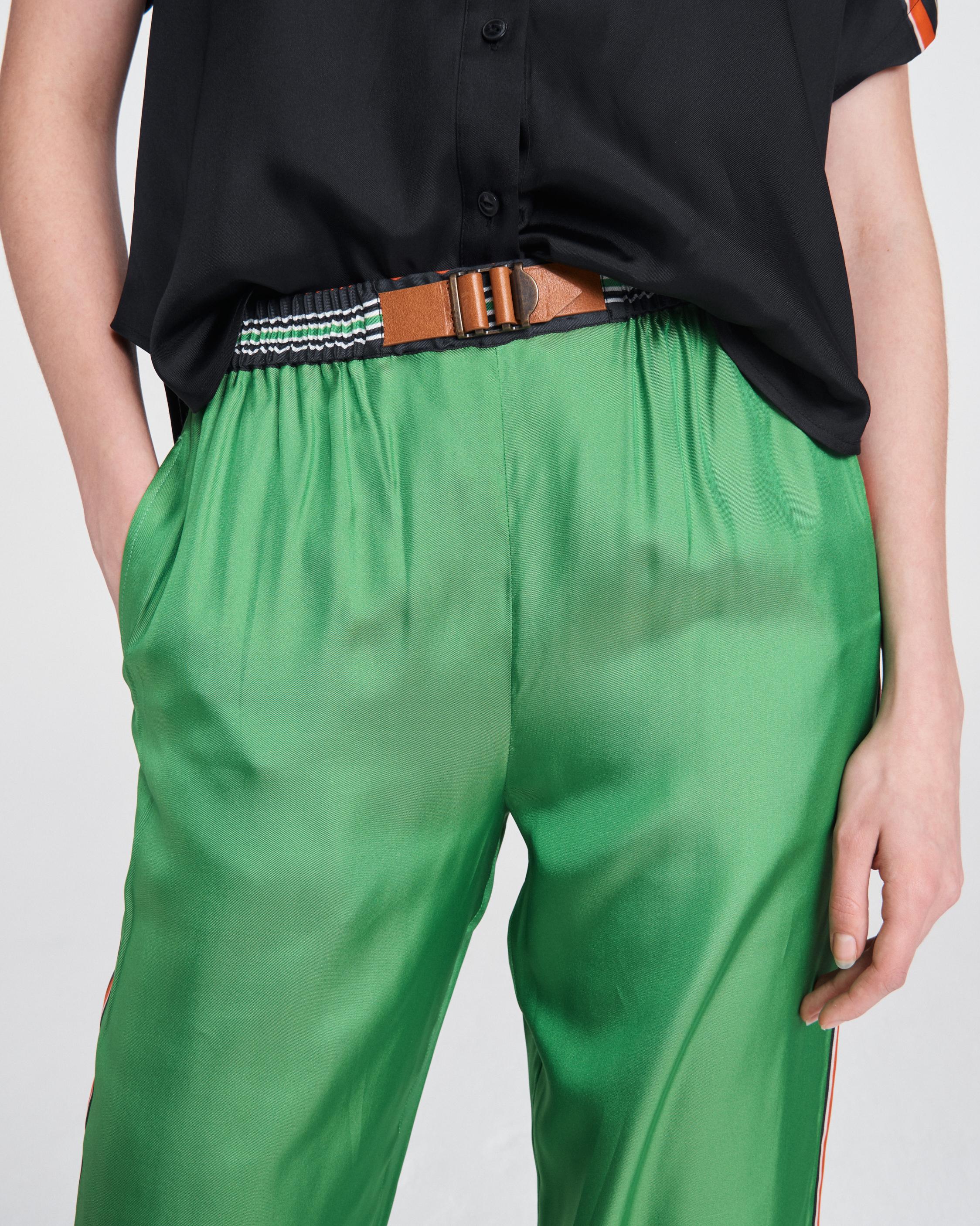 Isadora Silk Blend Green Track Pants