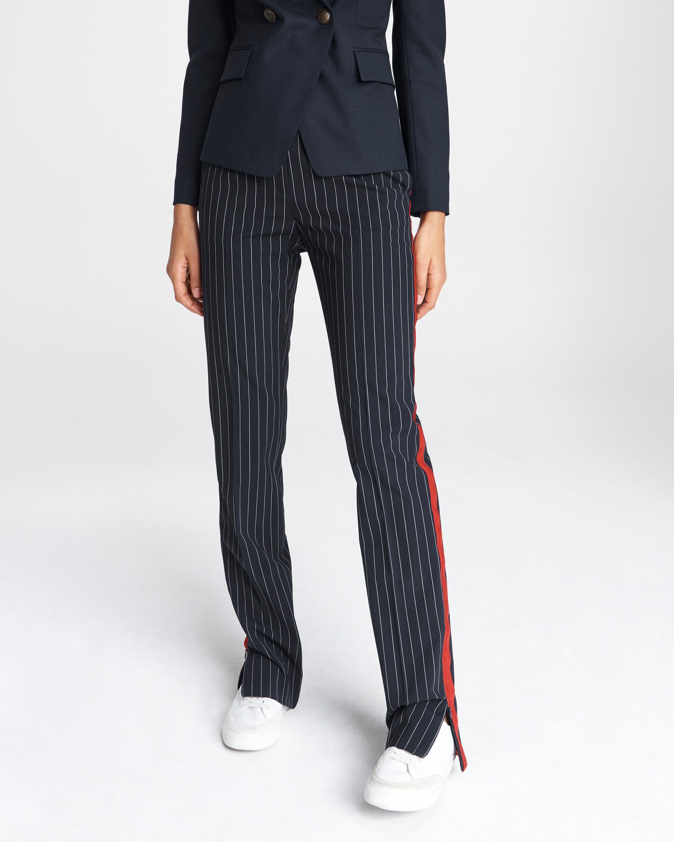 navy pinstripe pants womens