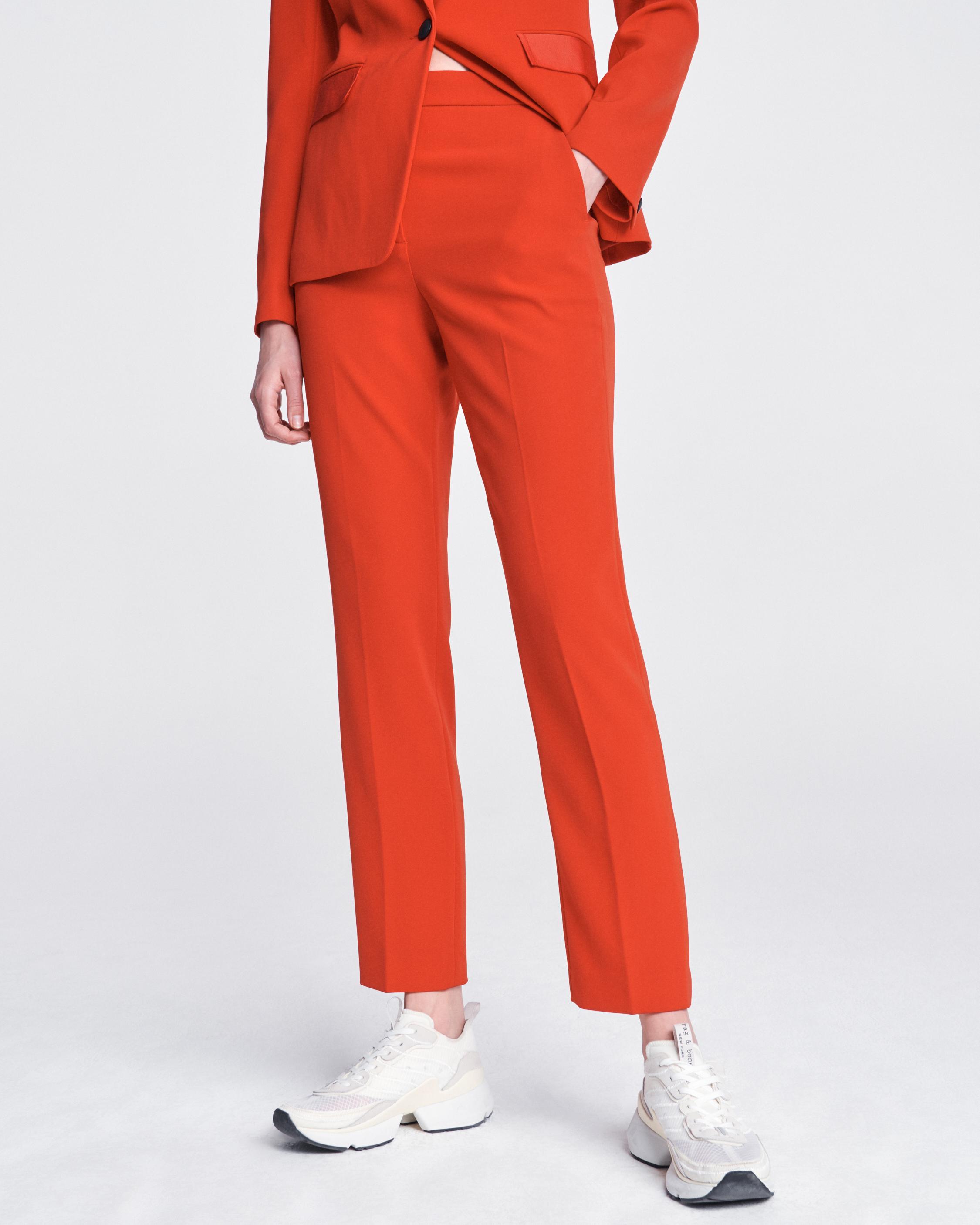 red crepe pants