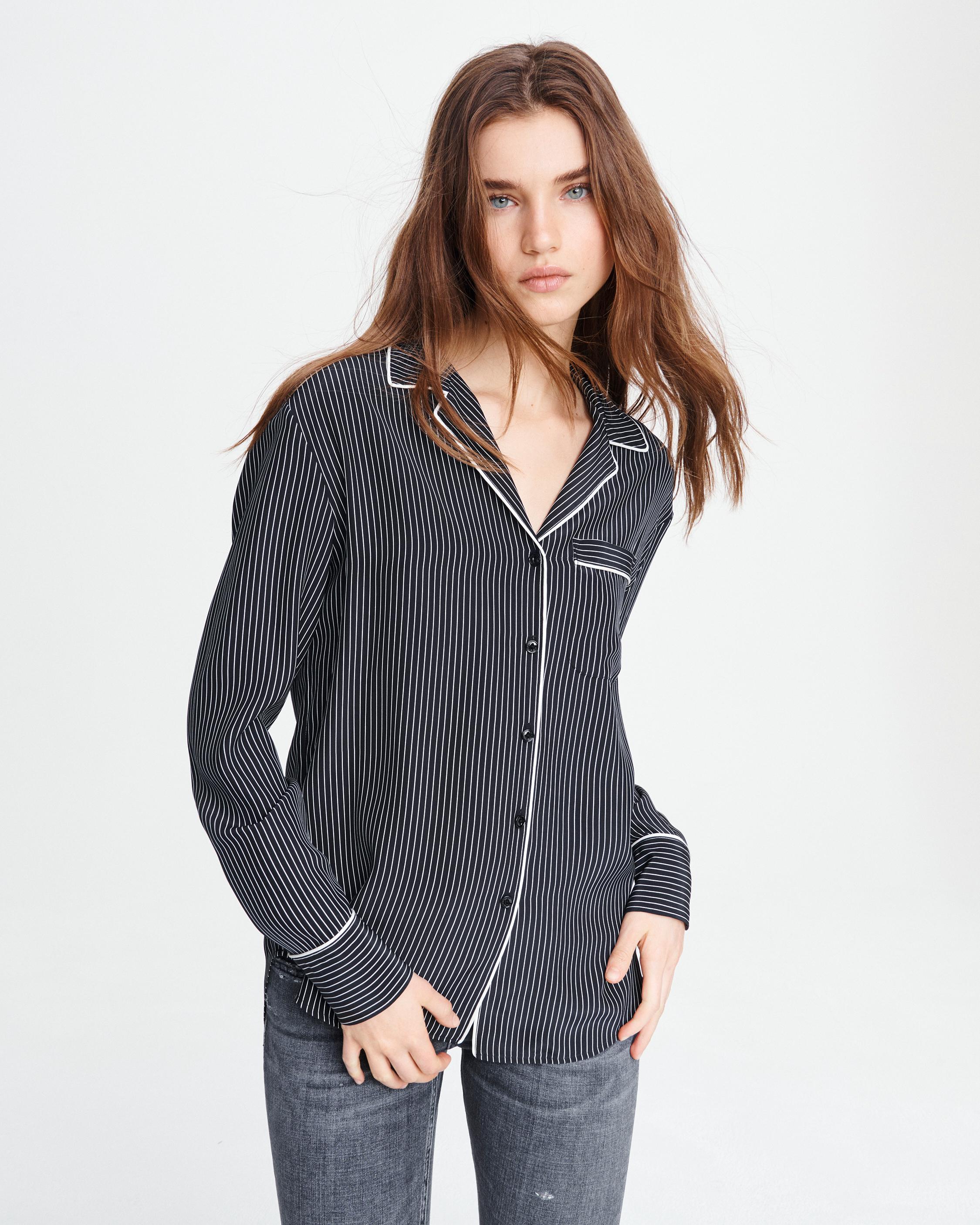 Luca Women s Pajama Shirt in Black White rag bone