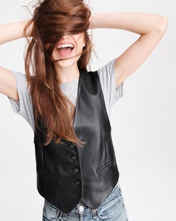 Lina Black Leather Vest for Women | rag & bone