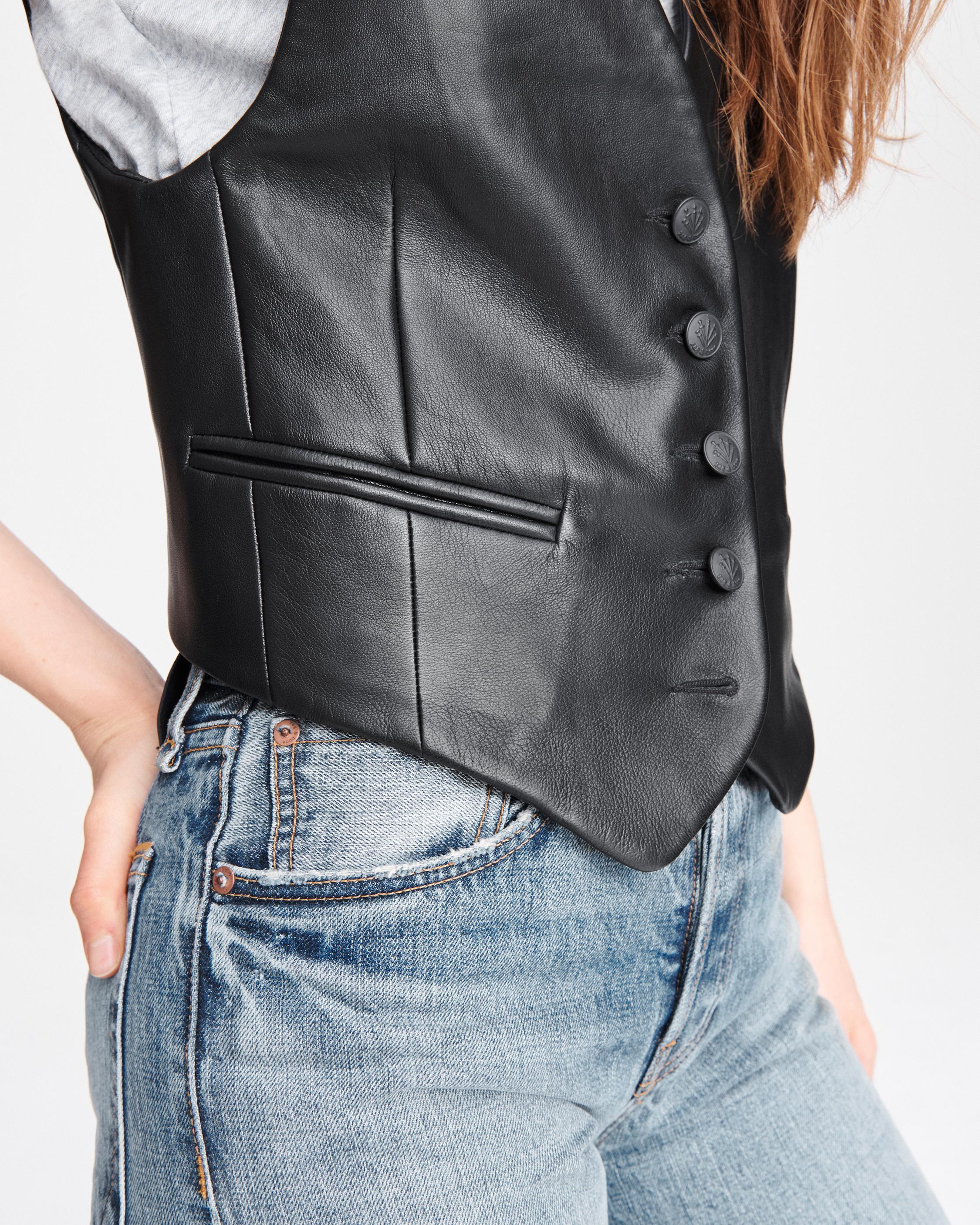 Lina Leather bone Vest Black & | rag Women for