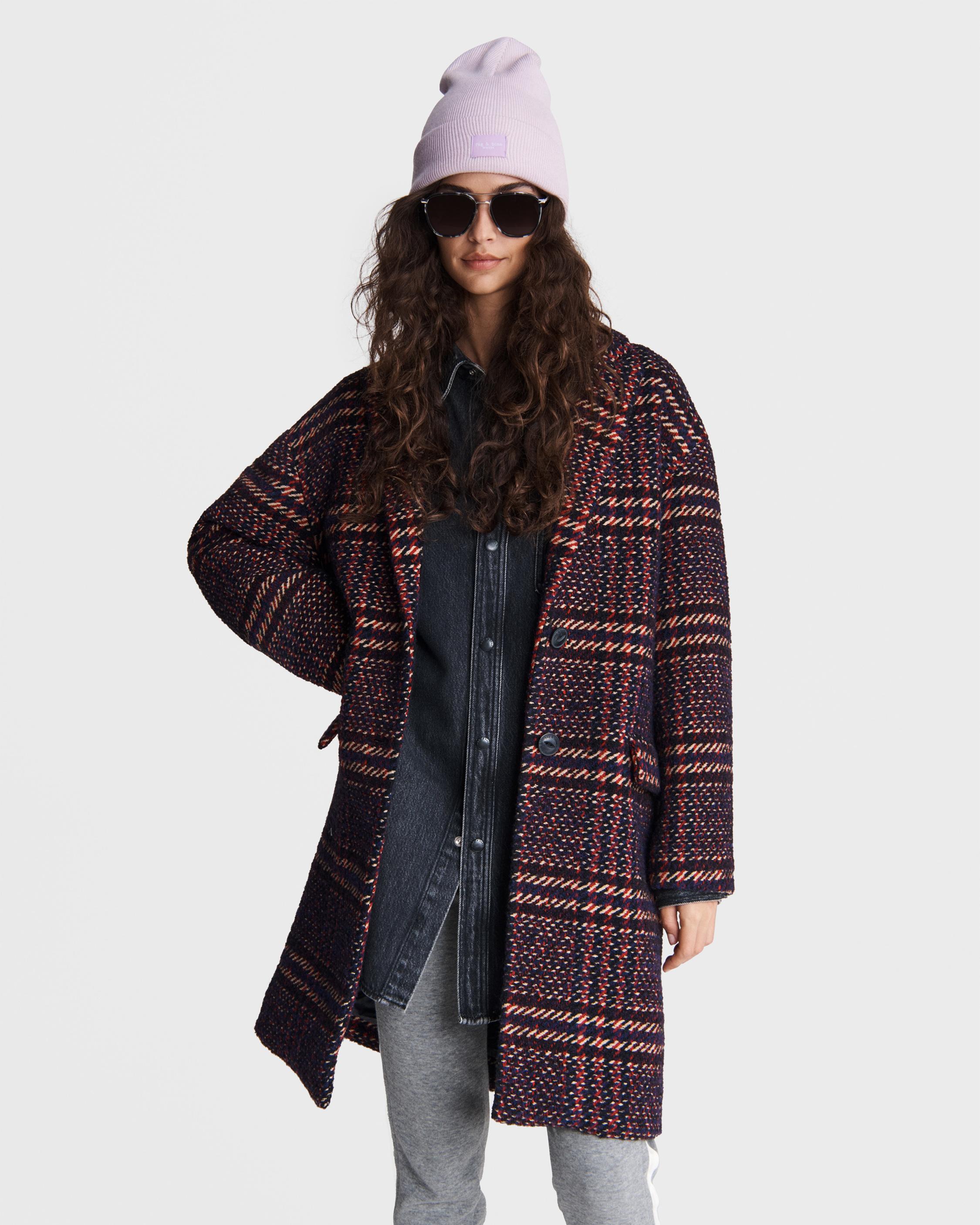 Estelle Cocoon Wool Blend Plaid Coat rag bone