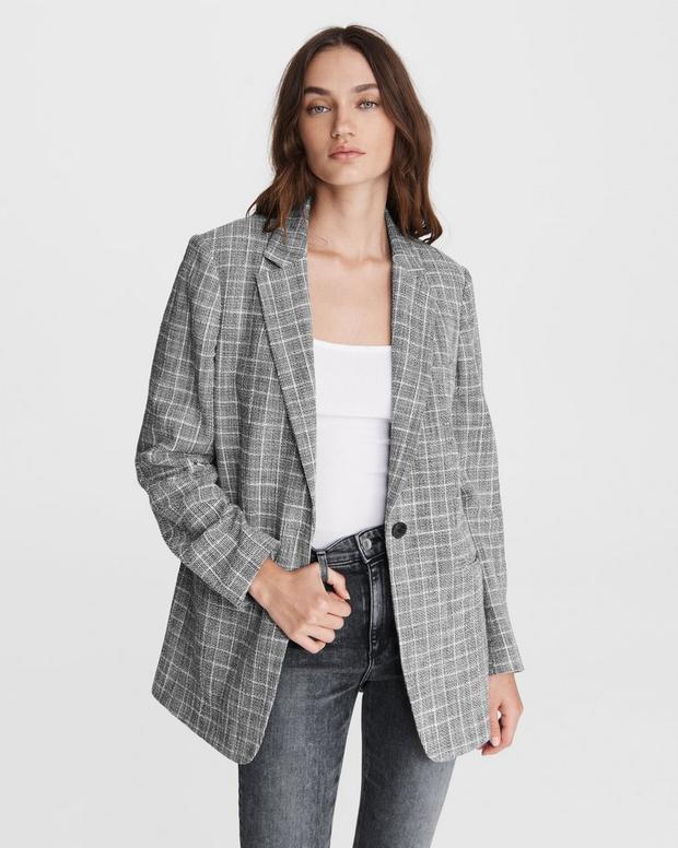 Ames Deconstructed Check Cotton Blazer image number 1
