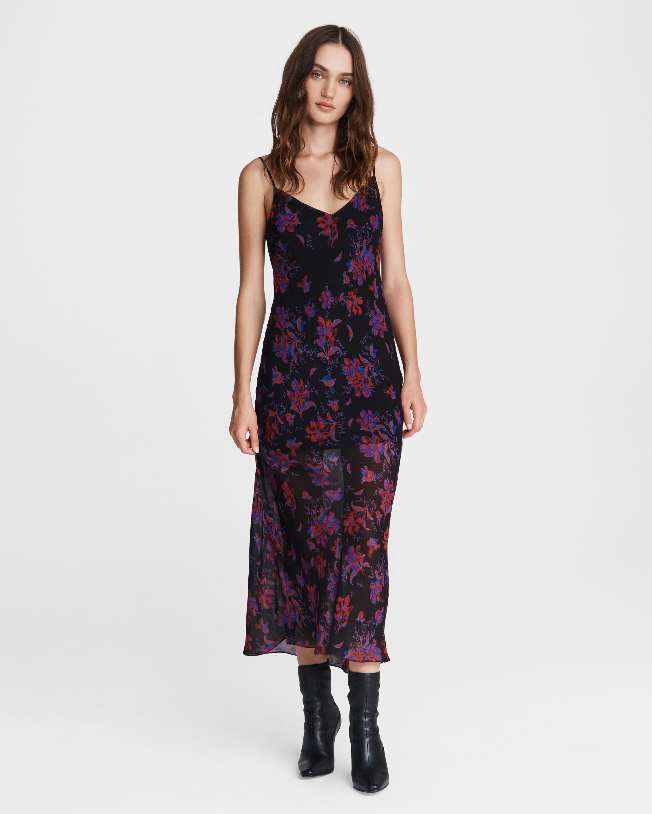 Mallory Printed Slip Midi Dress rag bone