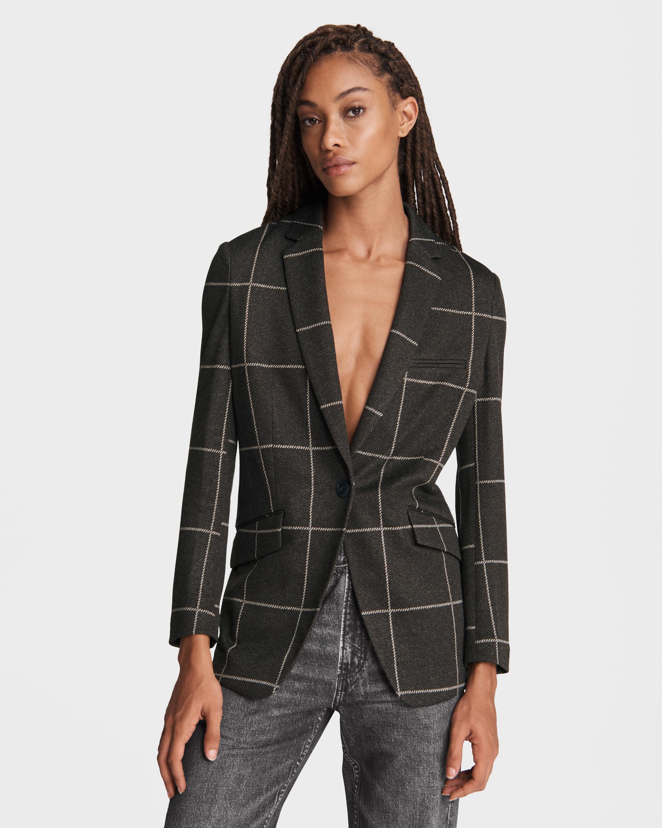 checked blazer women