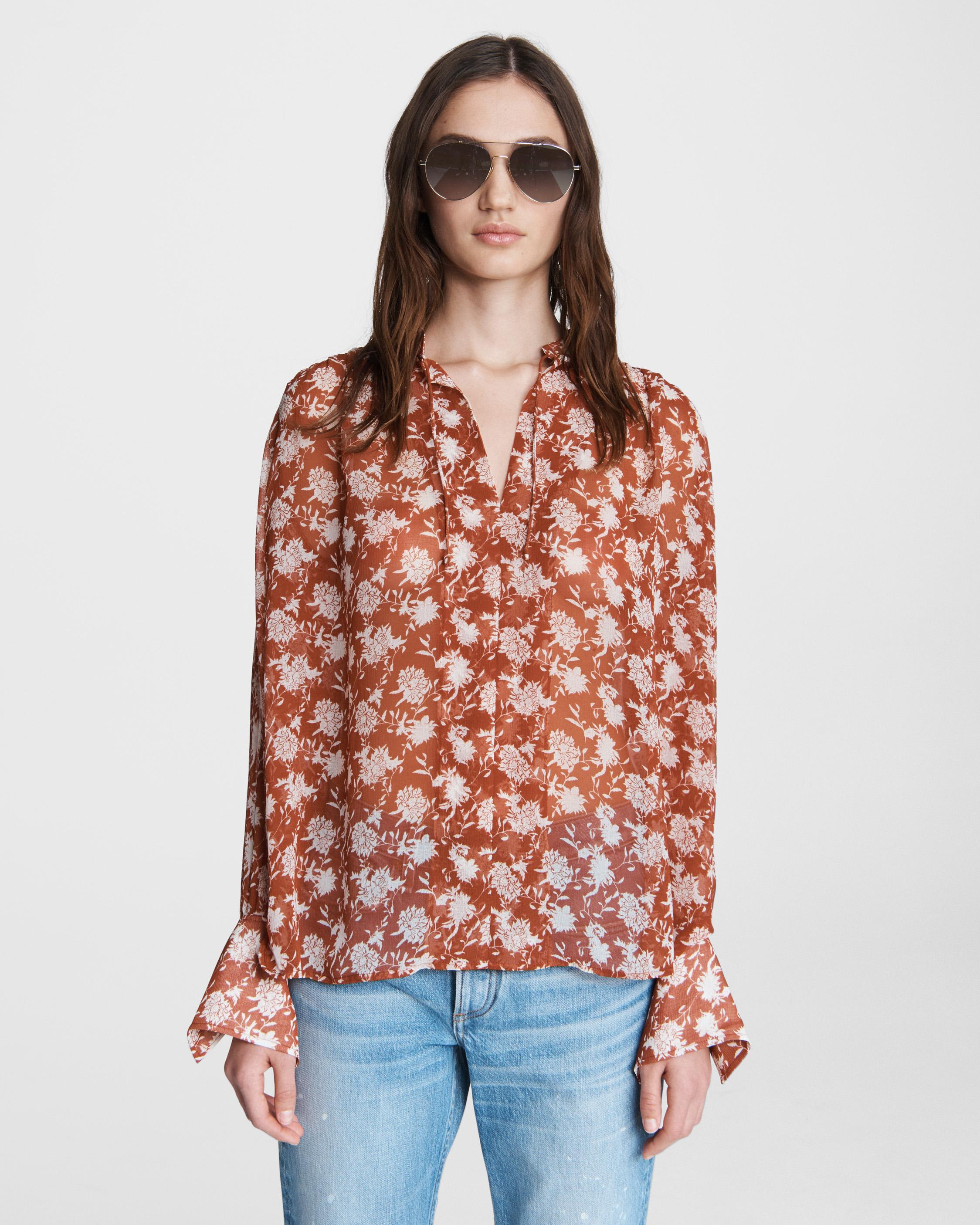 Buy the Carly Floral Tie Blouse | rag & bone