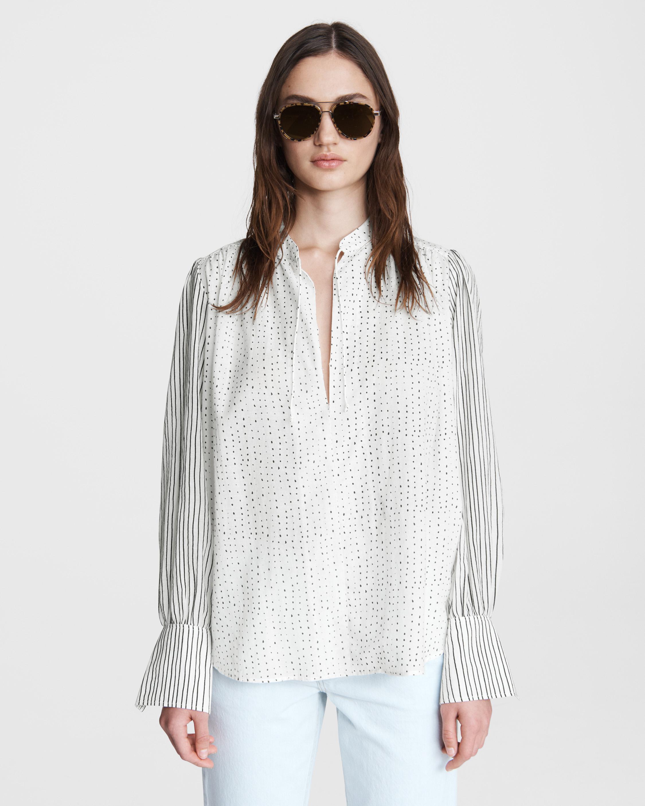Carly Cotton Blend Tie Blouse image number 1