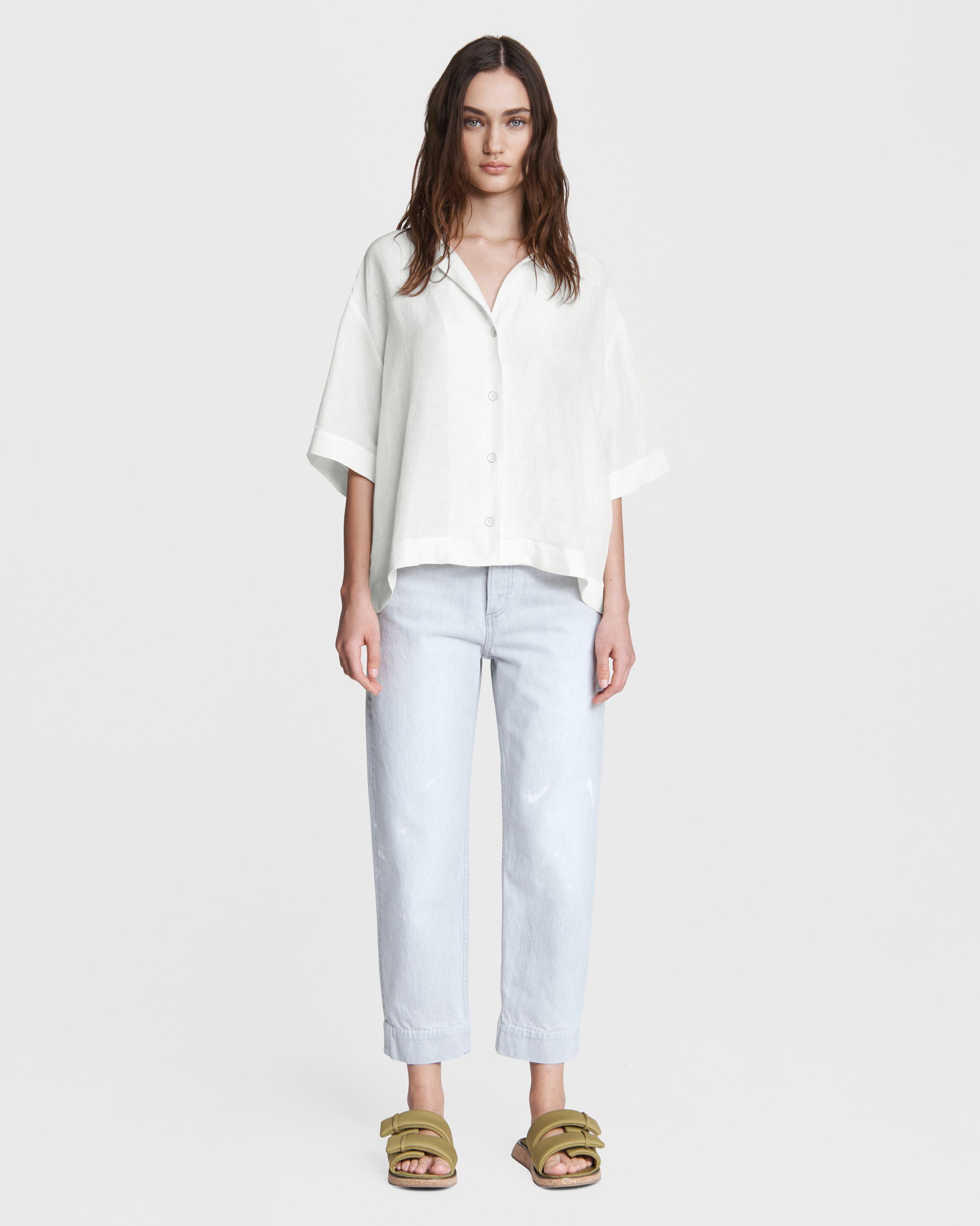 Linen-blend Shirt - White - Ladies