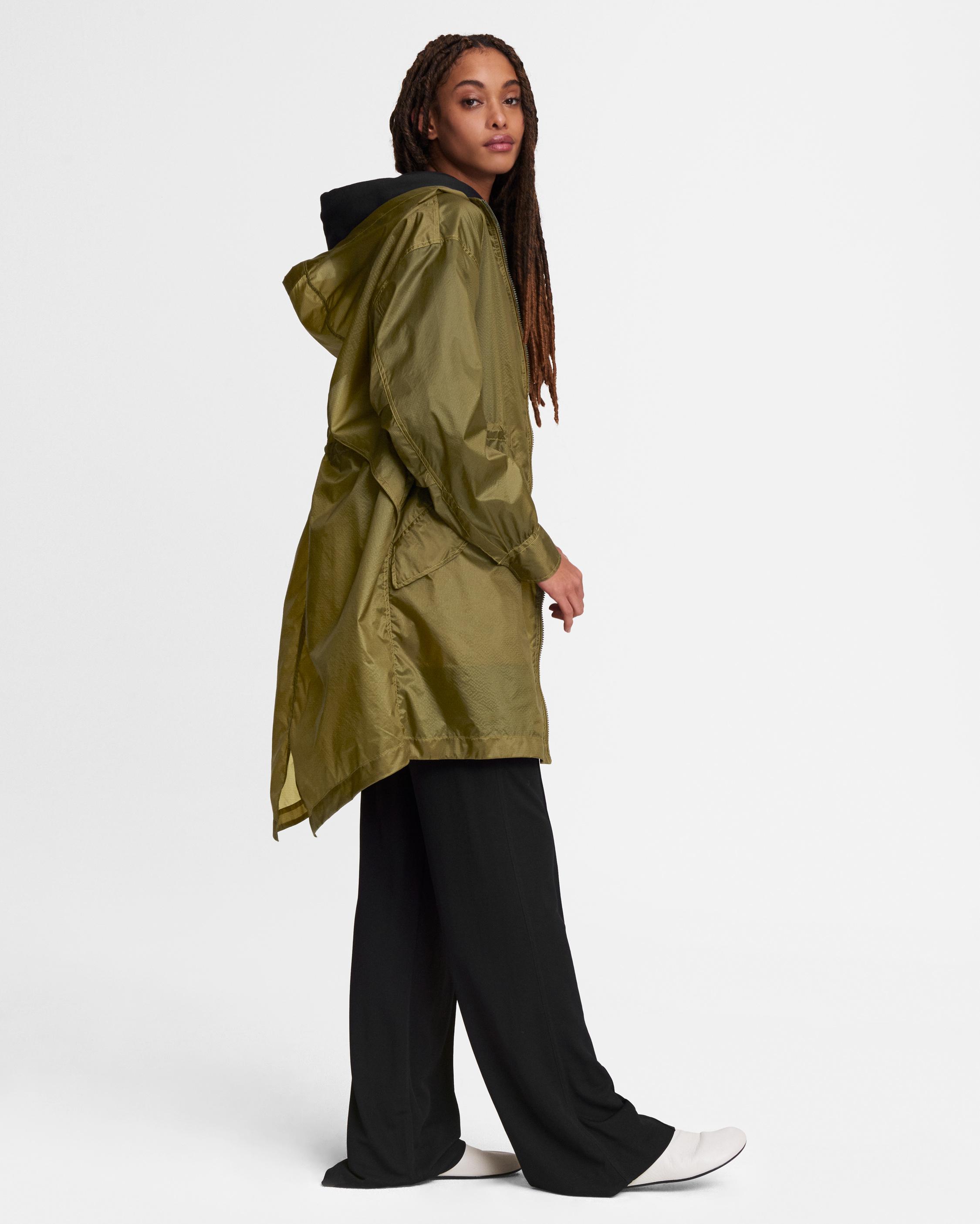 Women's long sales nylon raincoat