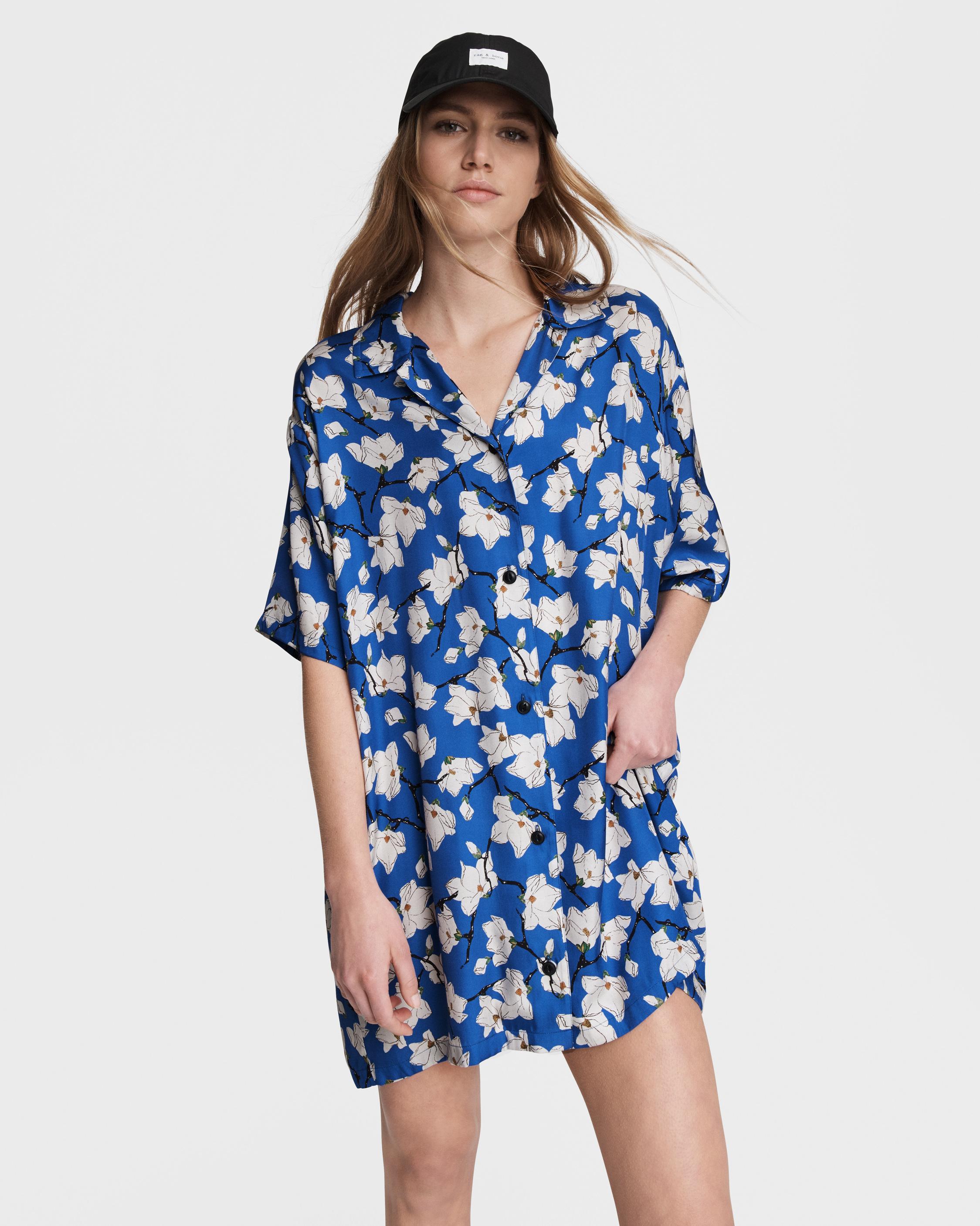 Reed Mini Shirt Dress - Blue Floral | rag & bone