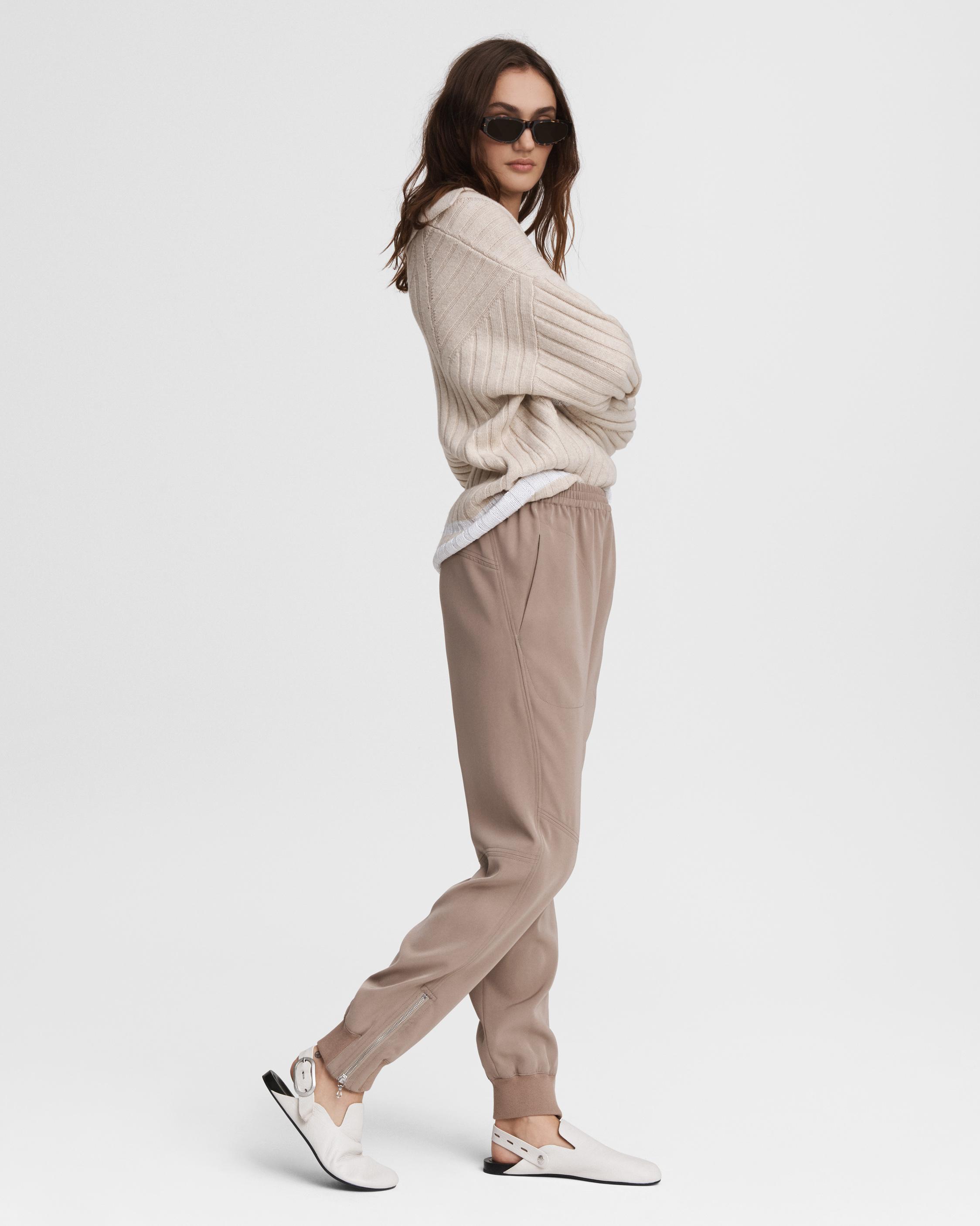 Rib Cuffed Crepe Jogger