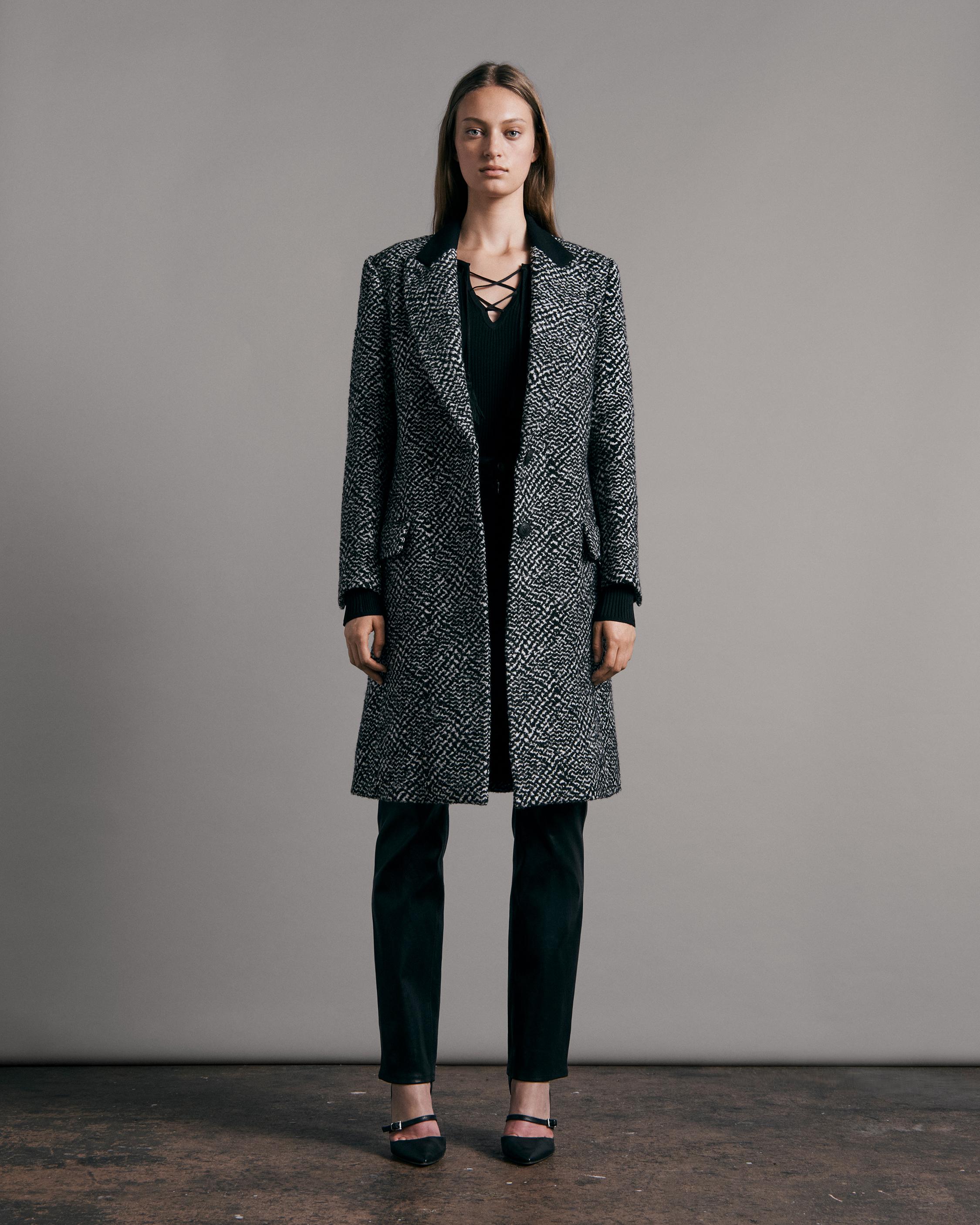 Wooster Wool Blend Coat Black/White rag & bone