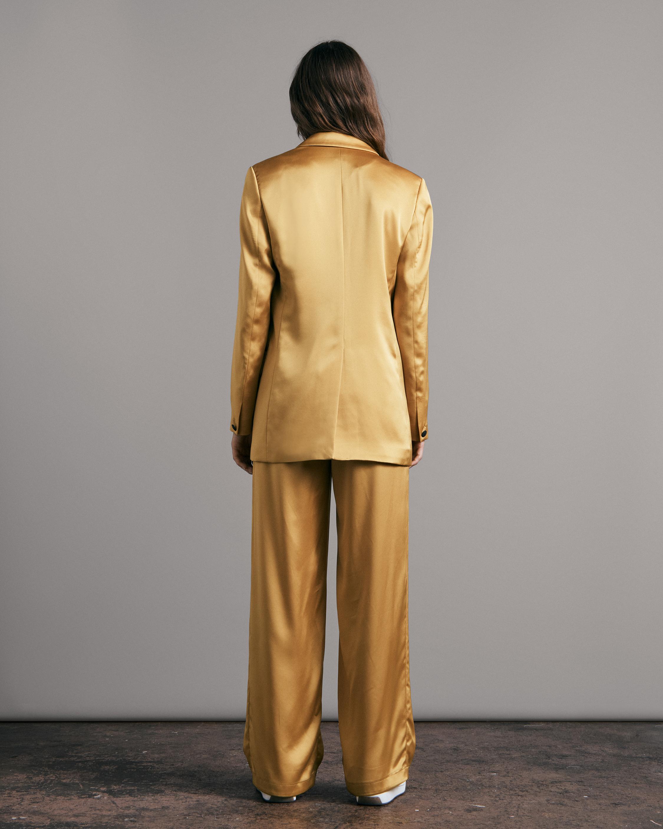 gold satin blazer