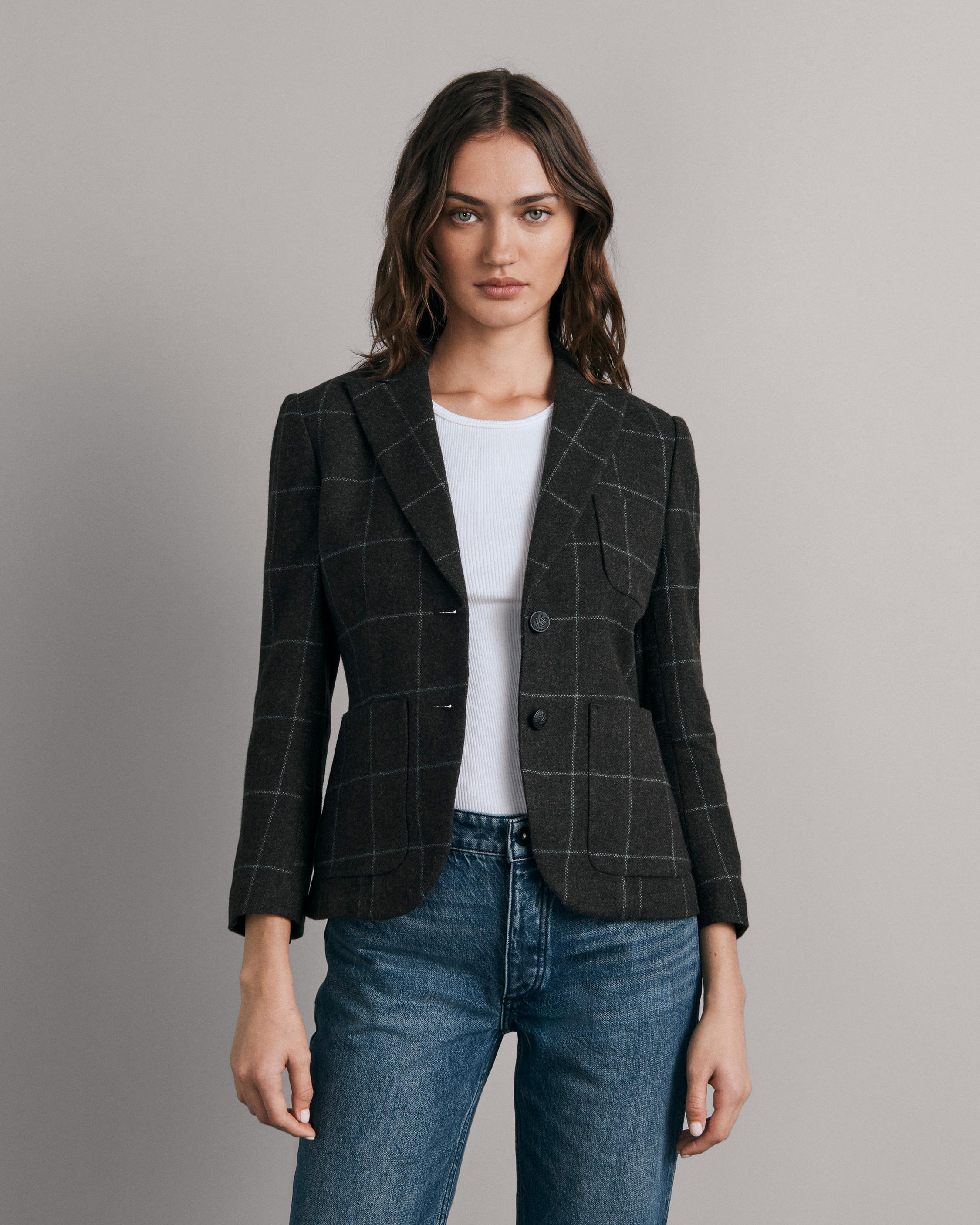 Nancy Wool Blazer - Brown Windowpane | rag & bone