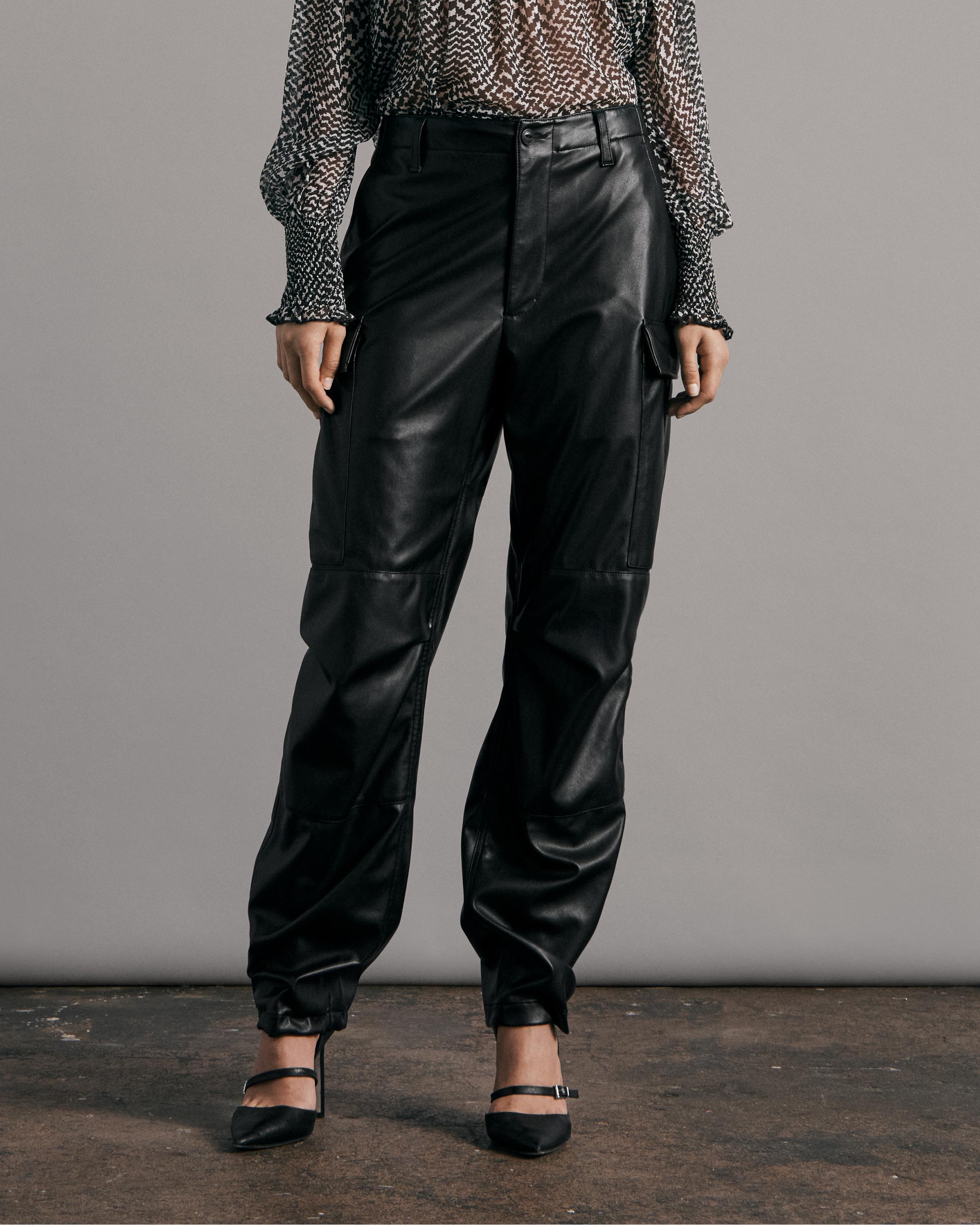 faux leather cargo joggers