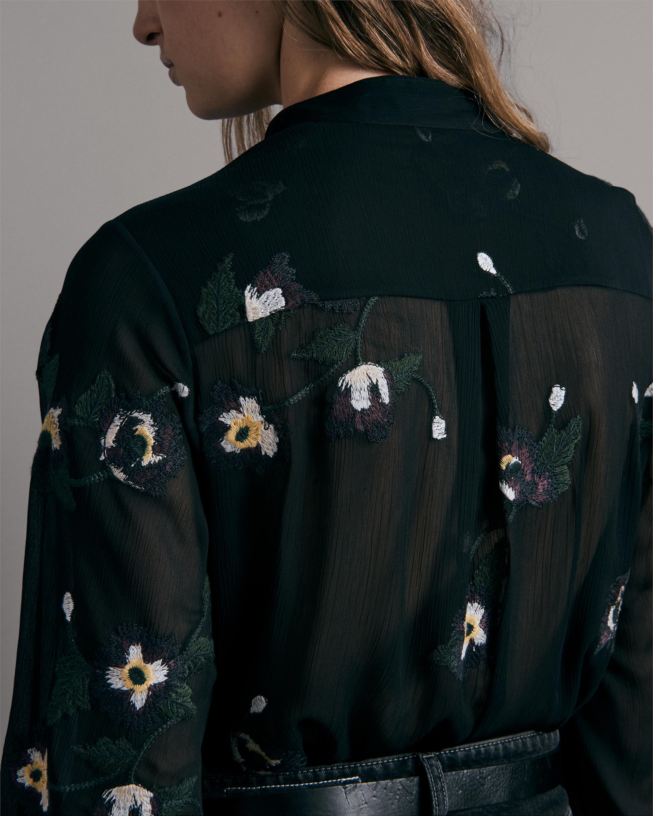 Stevie Floral Embroidery Button Down Shirt image number 6