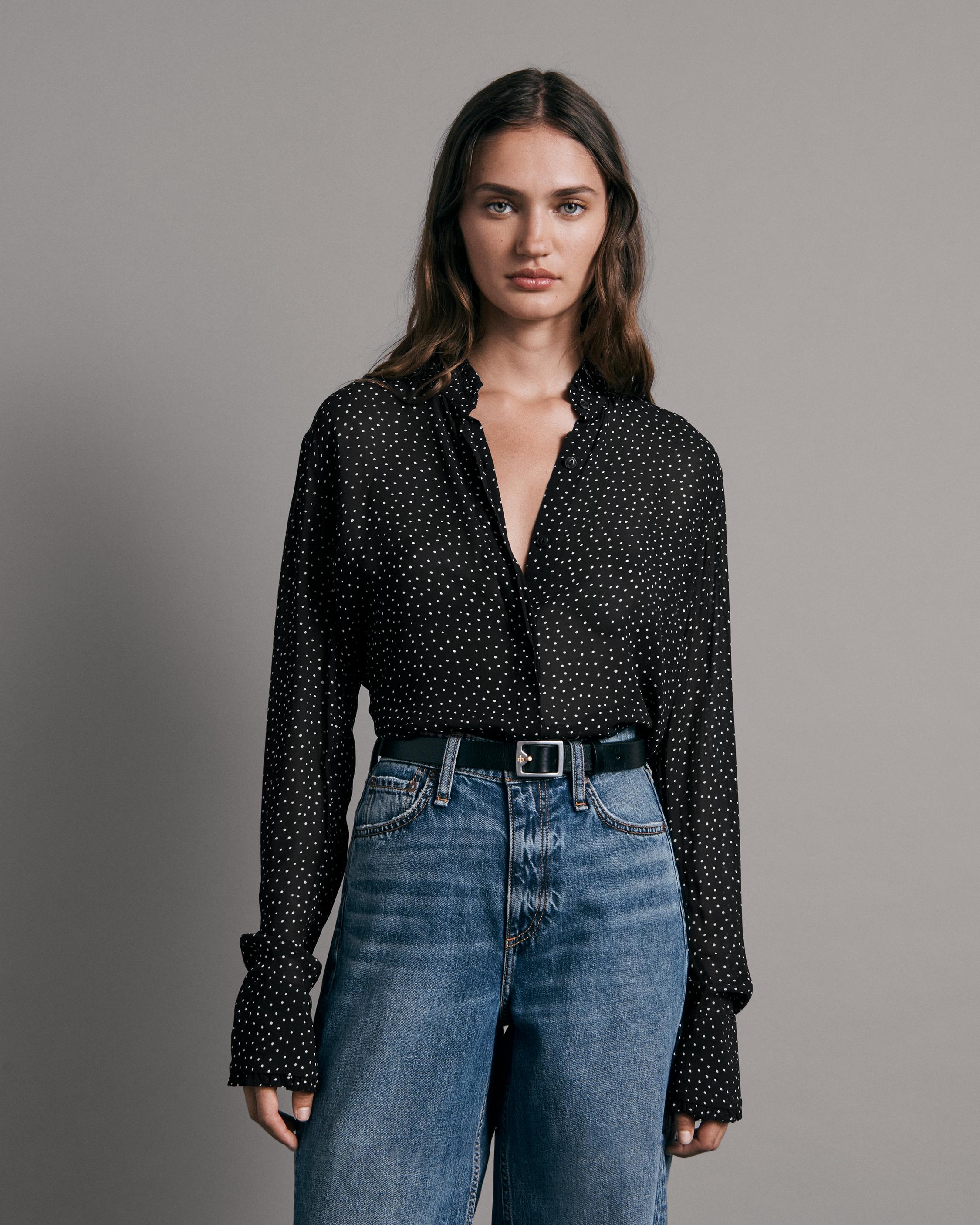 Zara, Tops, Zara Classic Polka Dot Blouse