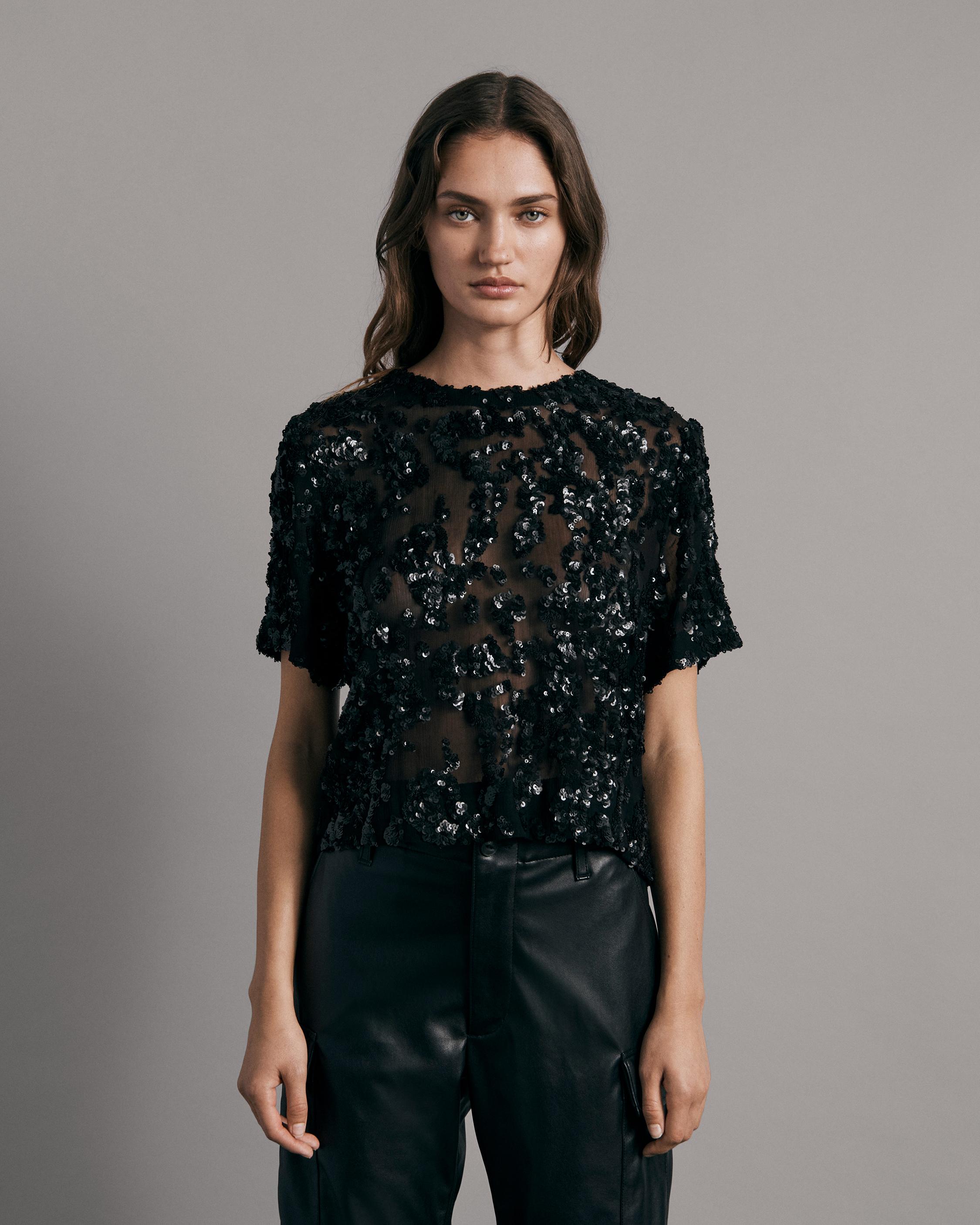 Black lace best sale sequin top